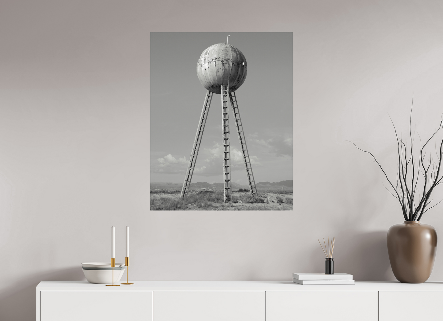 28 x 35″, Frameless Acrylic Glass Spherical Water Tower