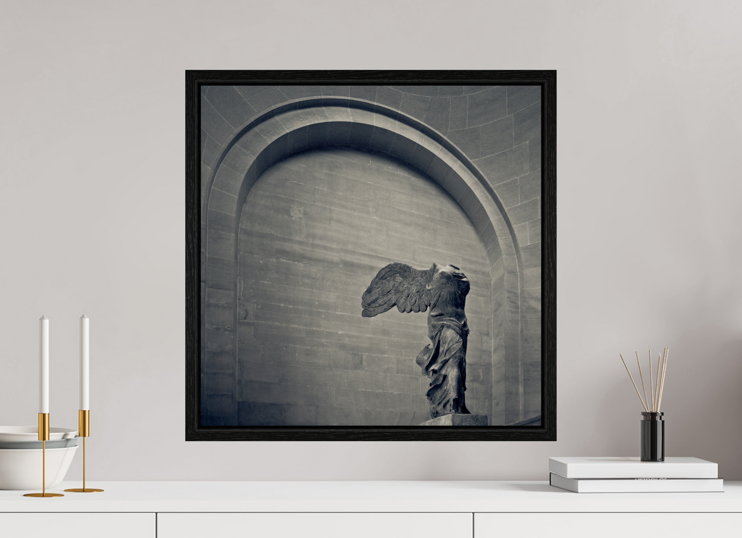 20 x 20″, Floater Frame Winged Victory of Samothrace