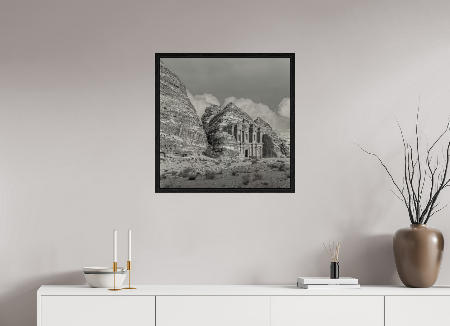 25 x 25″, Floater Frame #220 Monastary in Petra