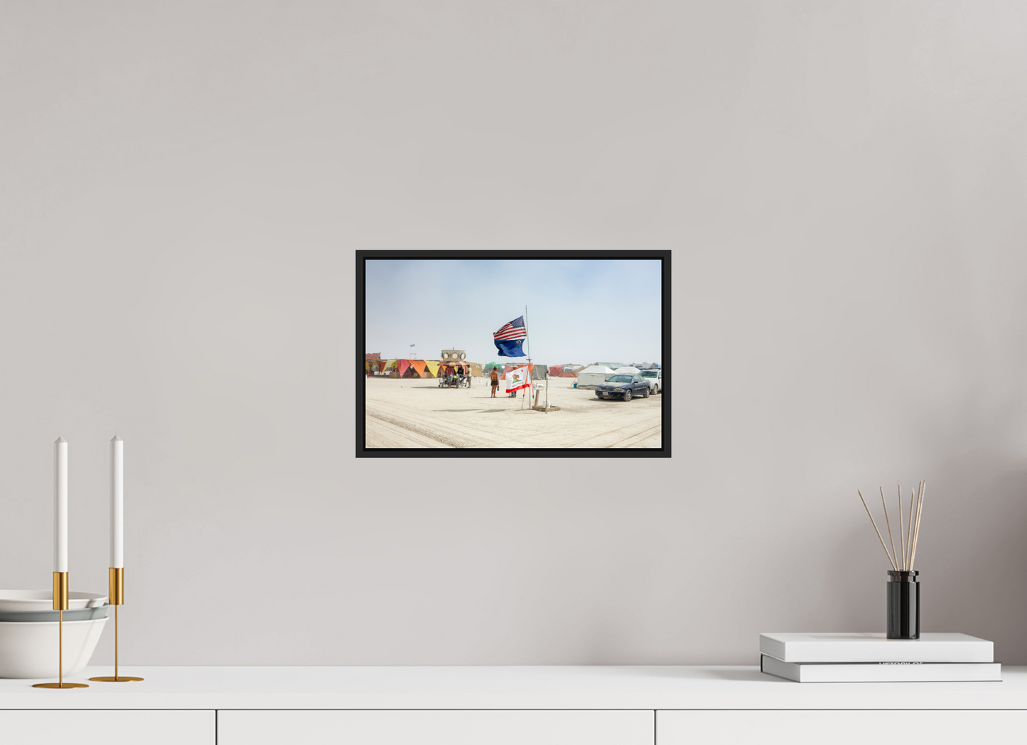 Burning Man - Woman and Flags