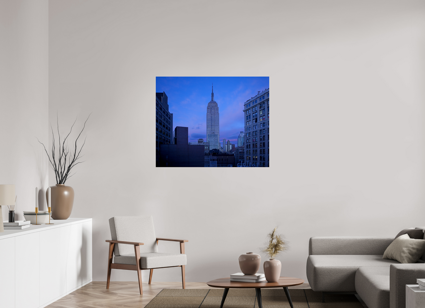 43.7 x 35″, Frameless Acrylic Glass The Empire State Building at Dusk