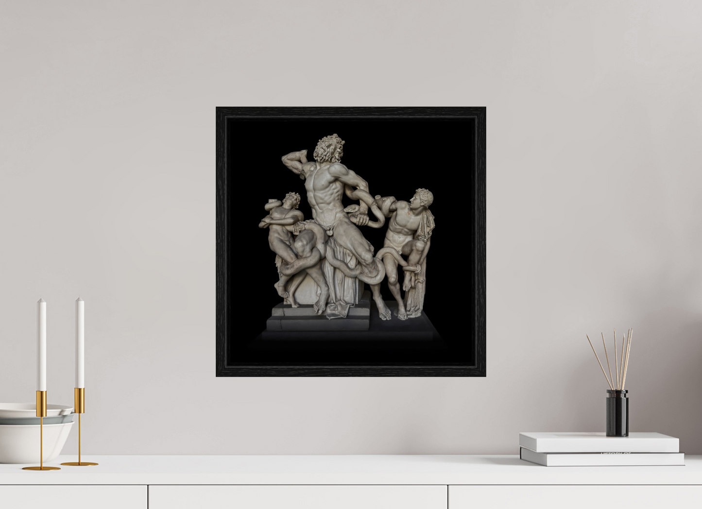 15 x 15″, Floater Frame Laocoön and his Sons Roman Sculpture
