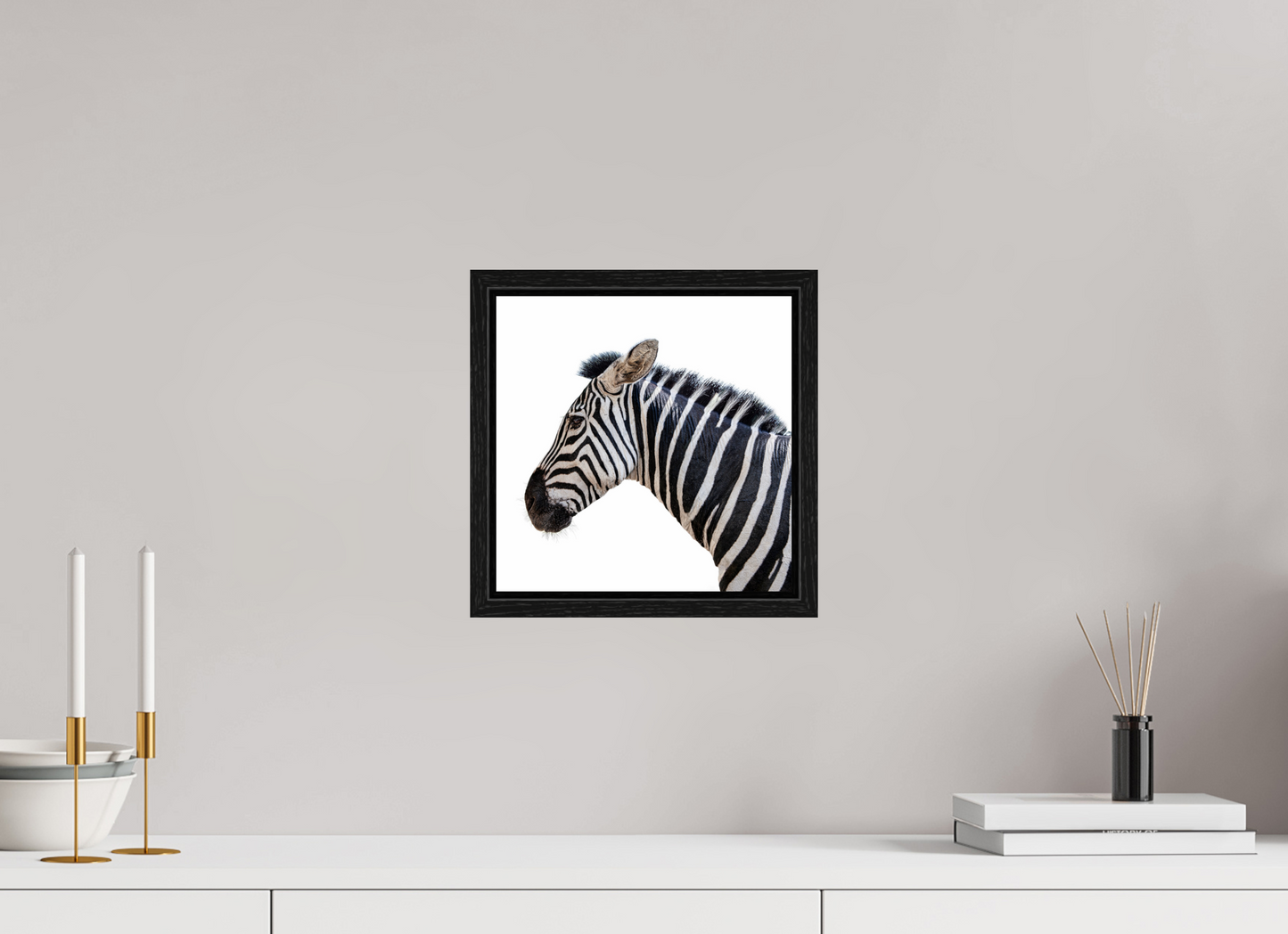 10 x 10″, Floater Frame Zebra