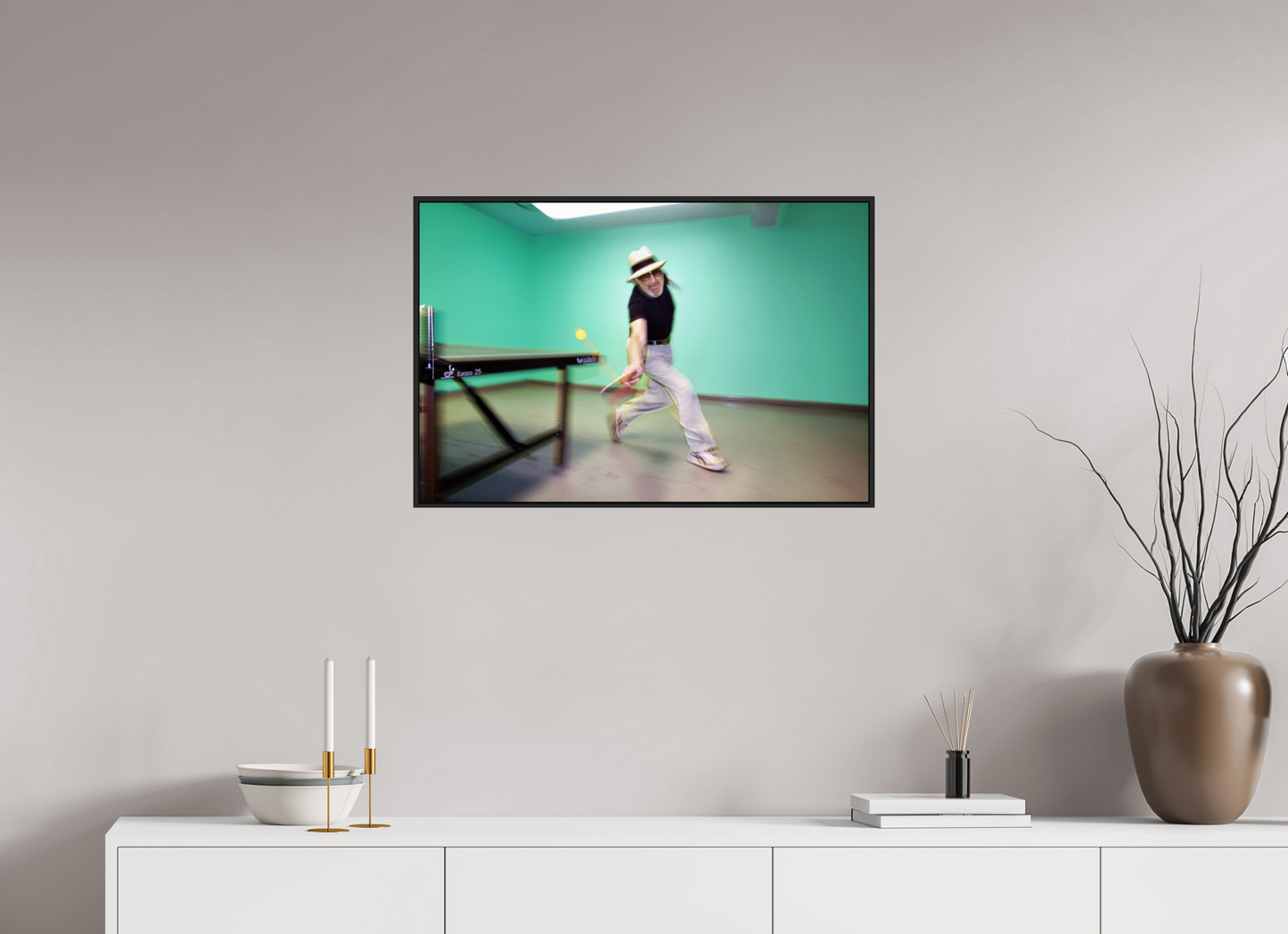 30 x 20″, Black Matte Frame, No Border Marty Reisman