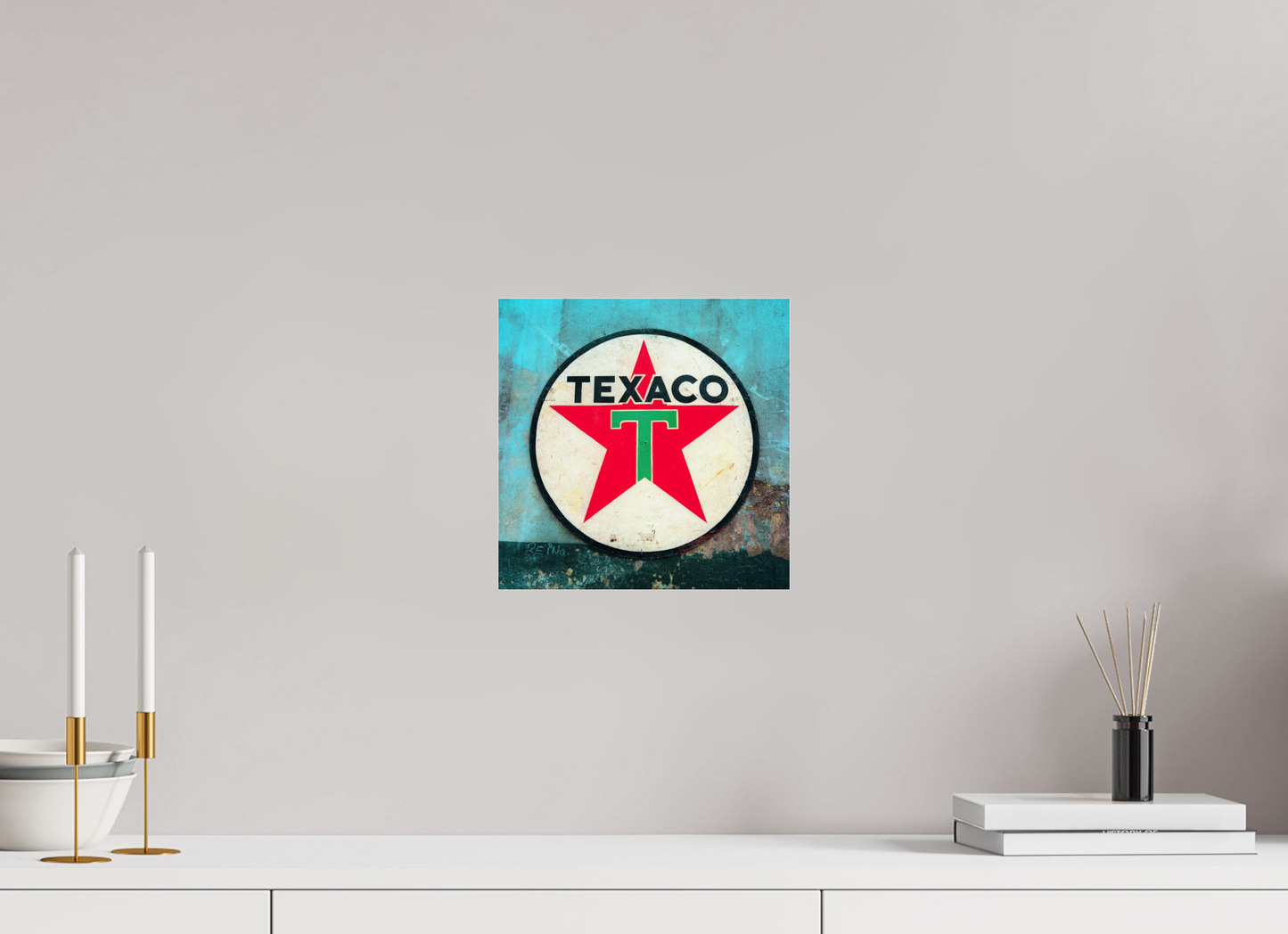 10 x 10″, Frameless Acrylic Glass Texaco Sign Cuba