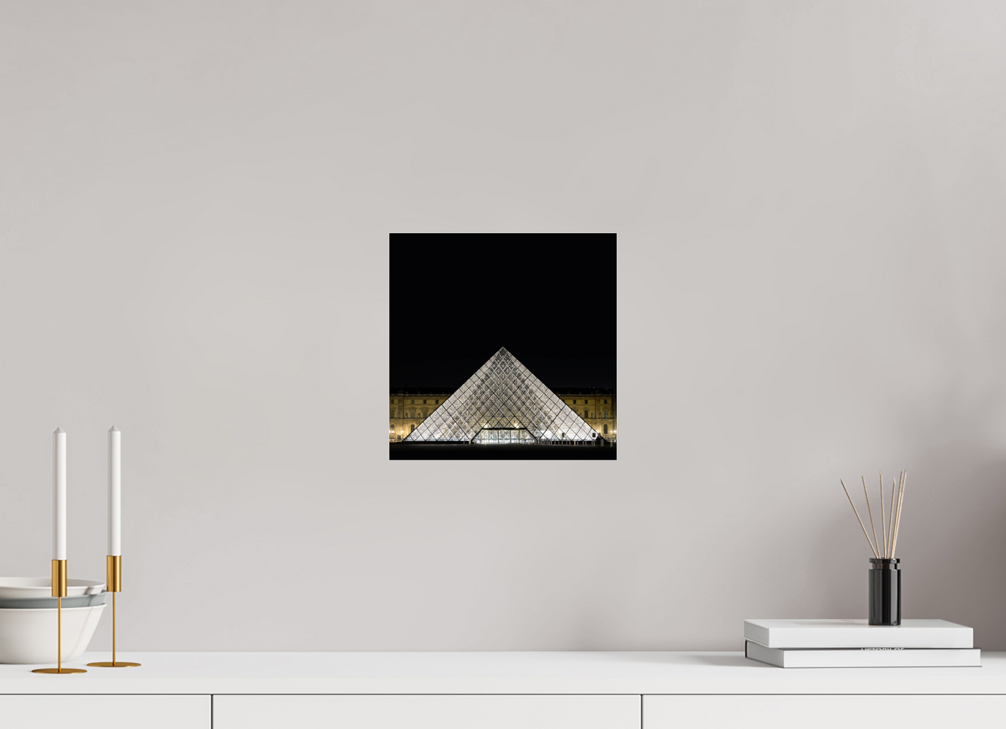10 x 10″, Frameless Acrylic Glass The Louvre Pyramid