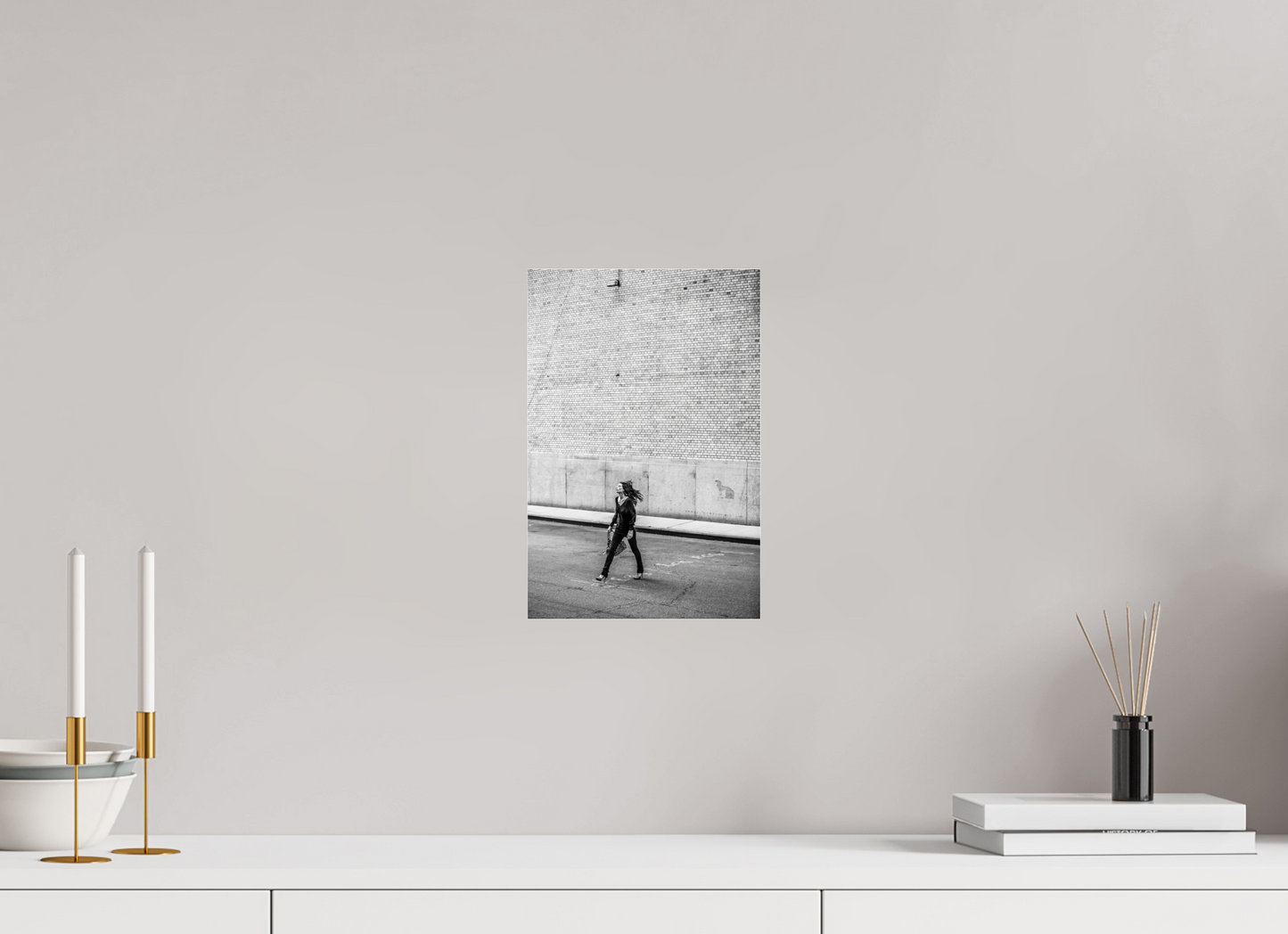 8 x 12″, Frameless Acrylic Glass Woman Walking Across the Street