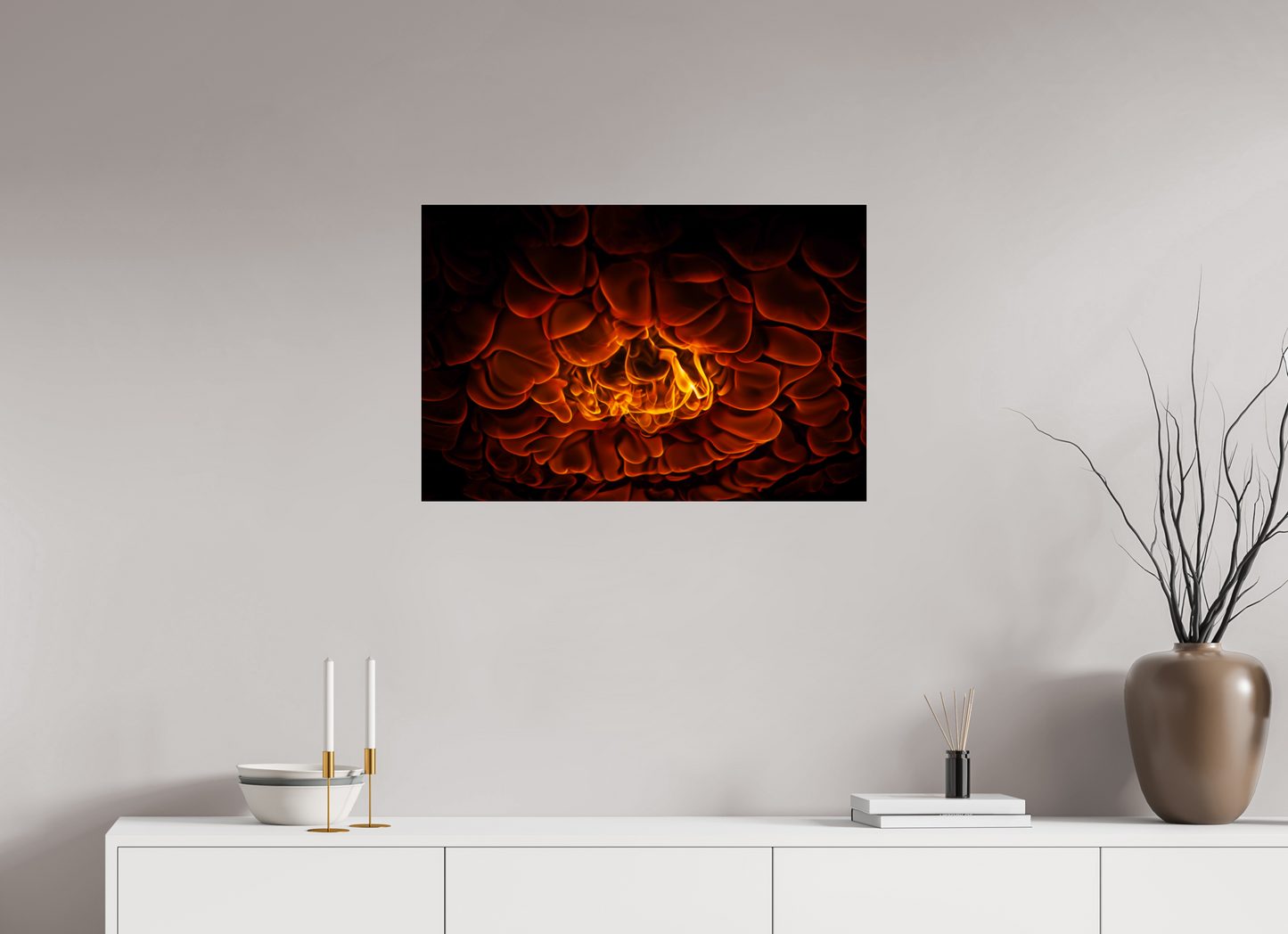 30 x 20″, Frameless Acrylic Glass Burning Man - Flames