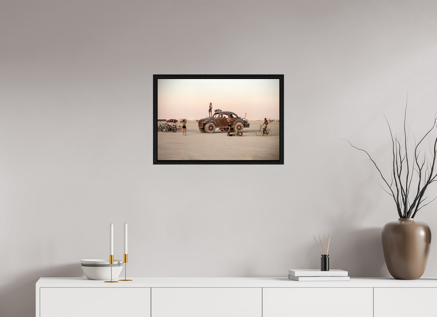 24 x 16″, Floater Frame Burning Man - Art Car Large VW - Full Frame