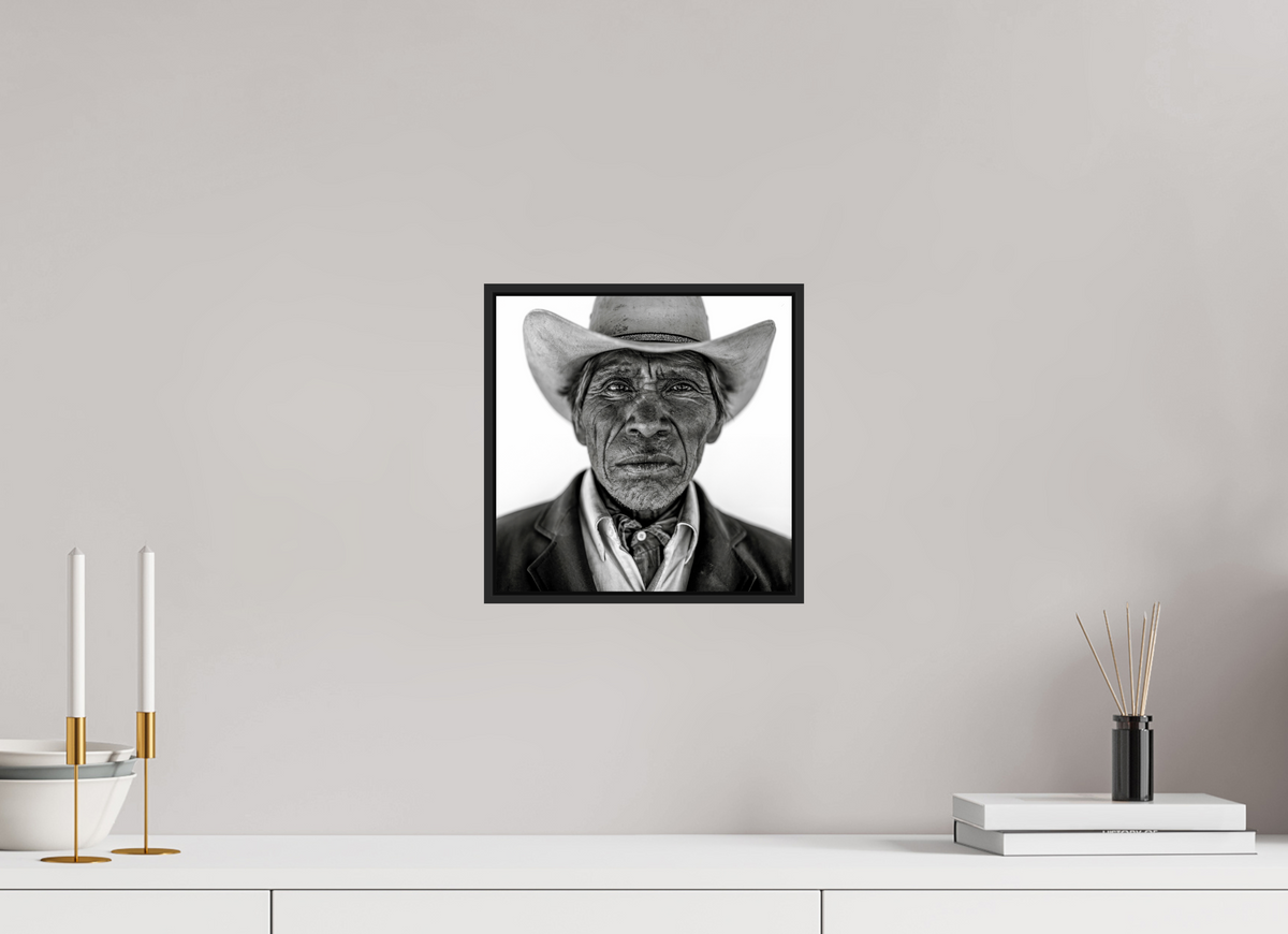 10 x 10″, Black Matte Frame, No Border Tarahumara Cowboy