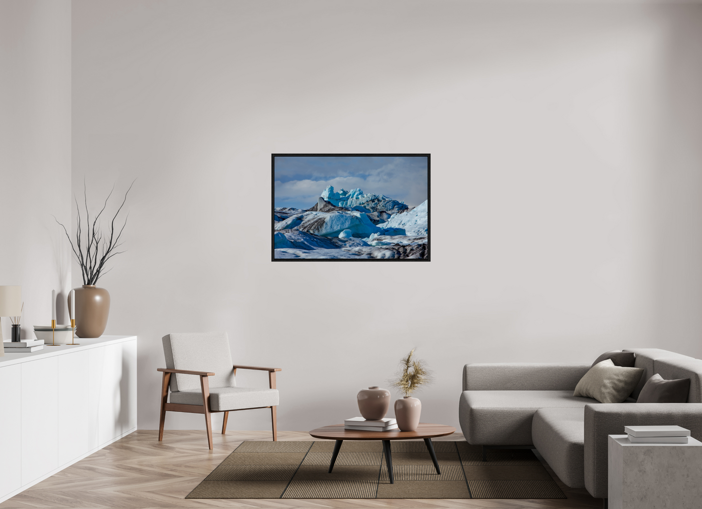 45 x 30″, Floater Frame Iceland Icebergs
