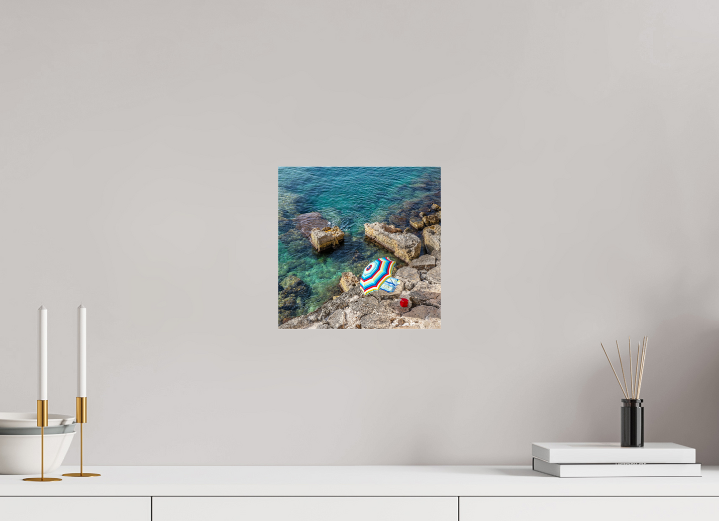 10 x 10″, Frameless Acrylic Glass Monopoli Beach