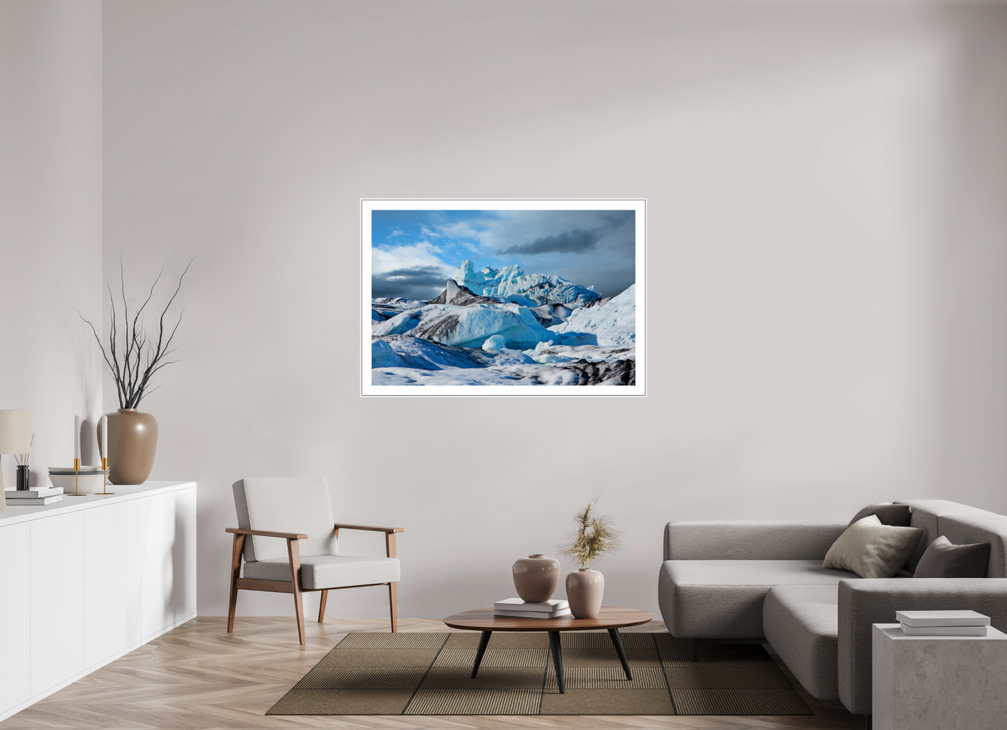 54 x 36″, White Matte Frame Iceland Icebergs