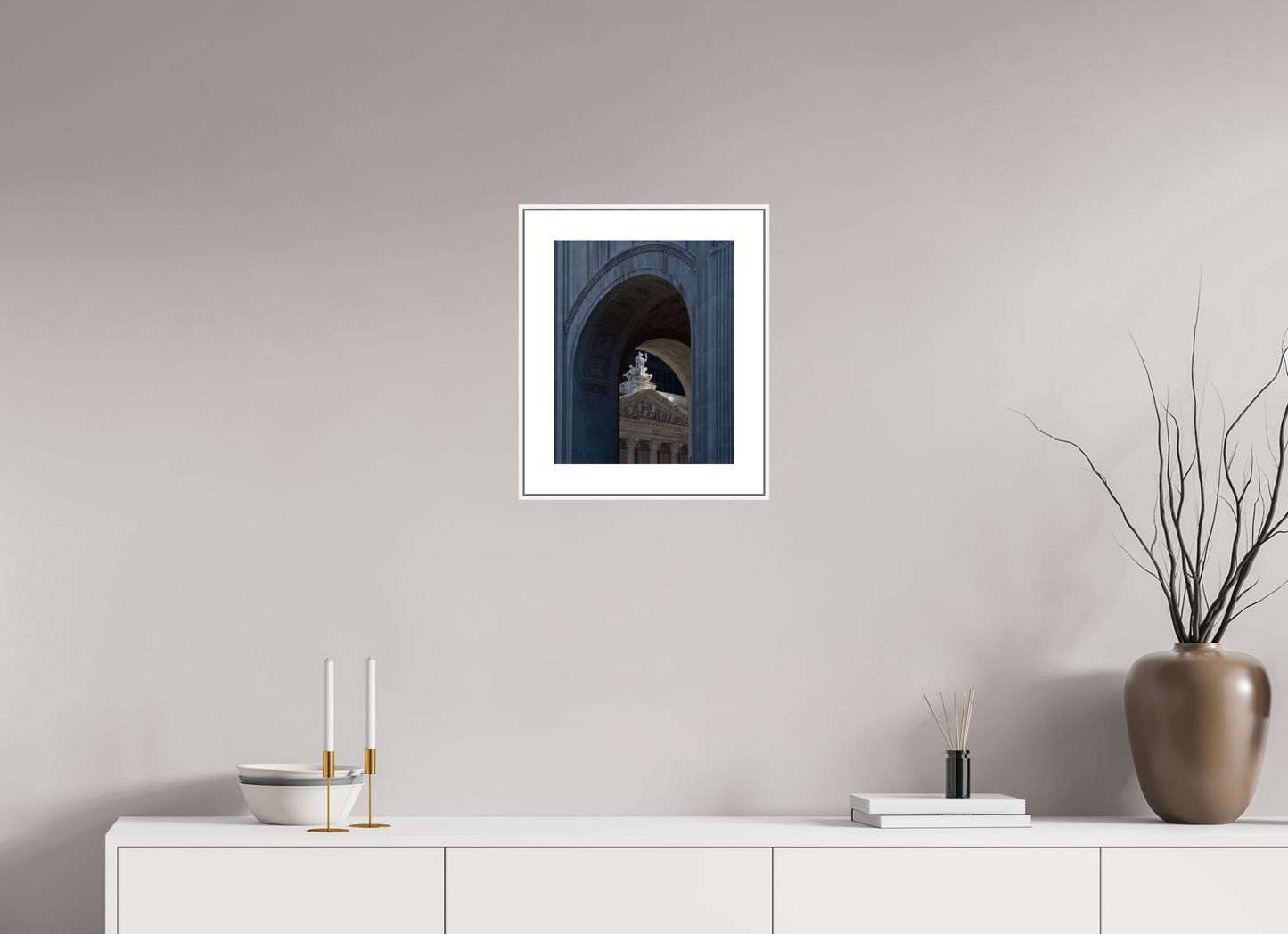 12 x 15″, White Matte Frame Arches with Sculptures