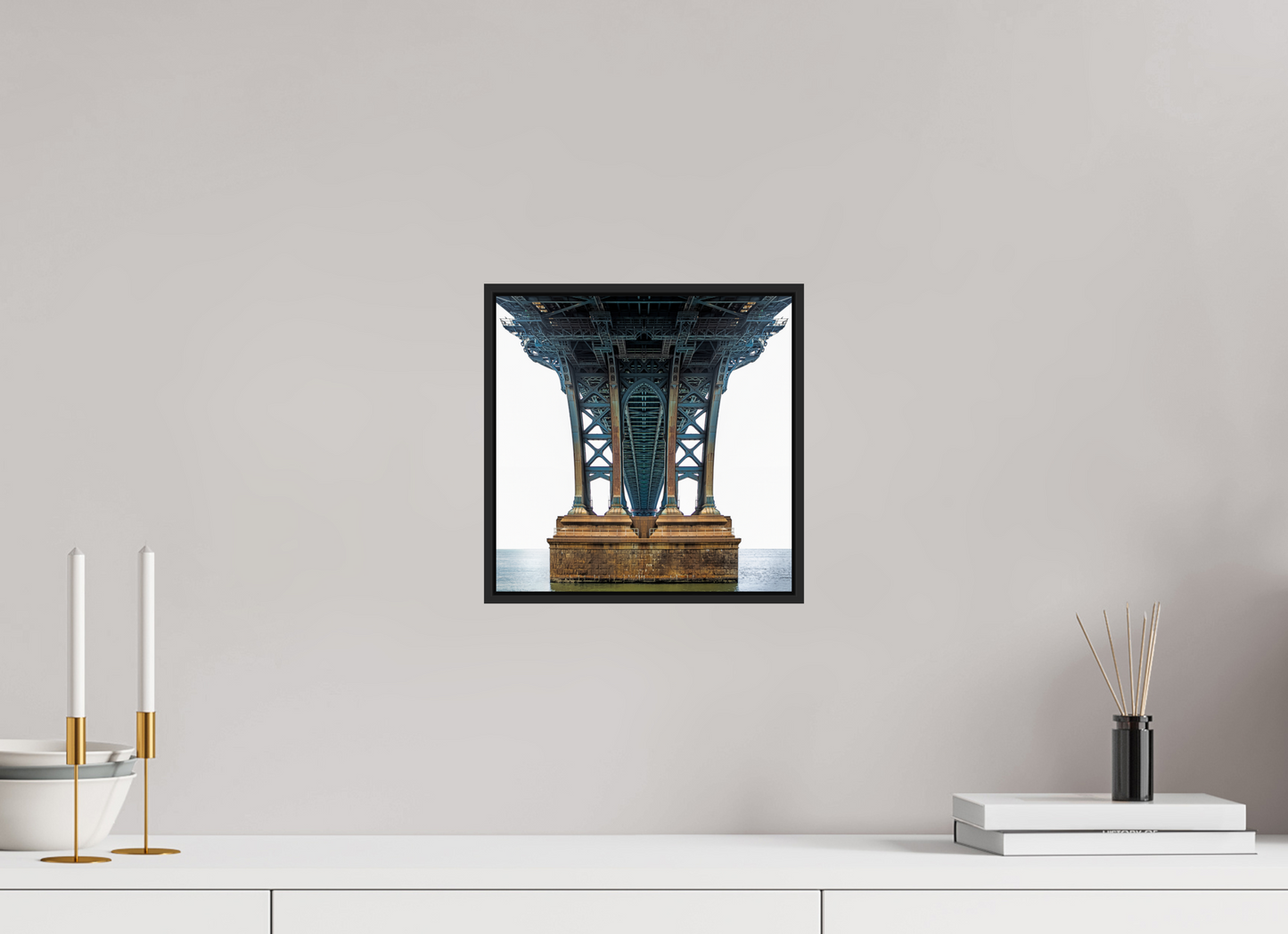 10 x 10″, Black Matte Frame, No Border Manhattan Bridge