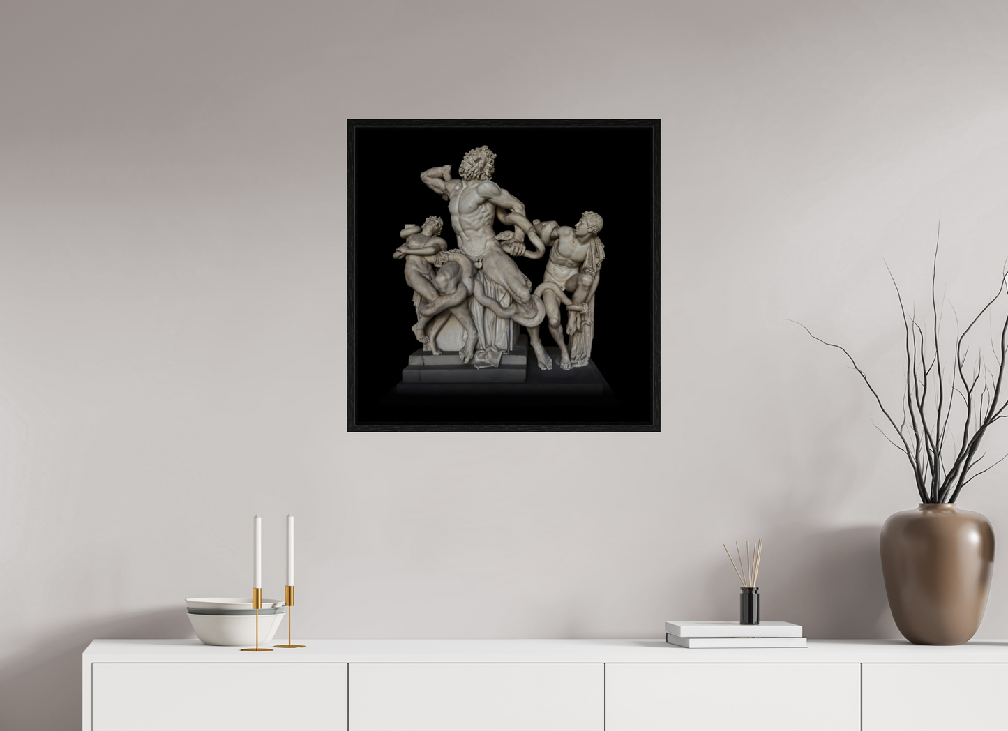25 x 25″, Floater Frame Laocoön and his Sons Roman Sculpture