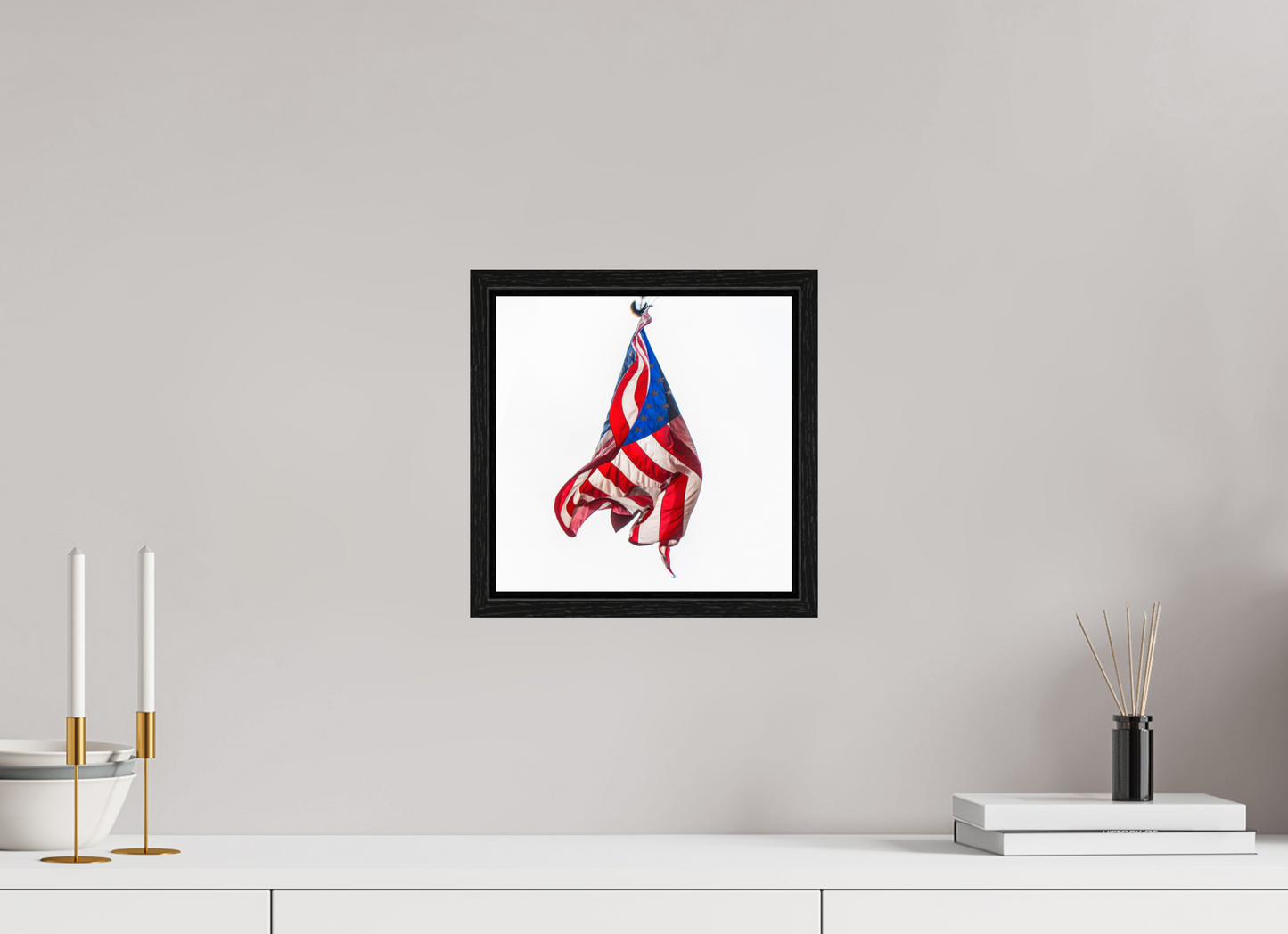 10 x 10″, Floater Frame Crumpled USA Flag