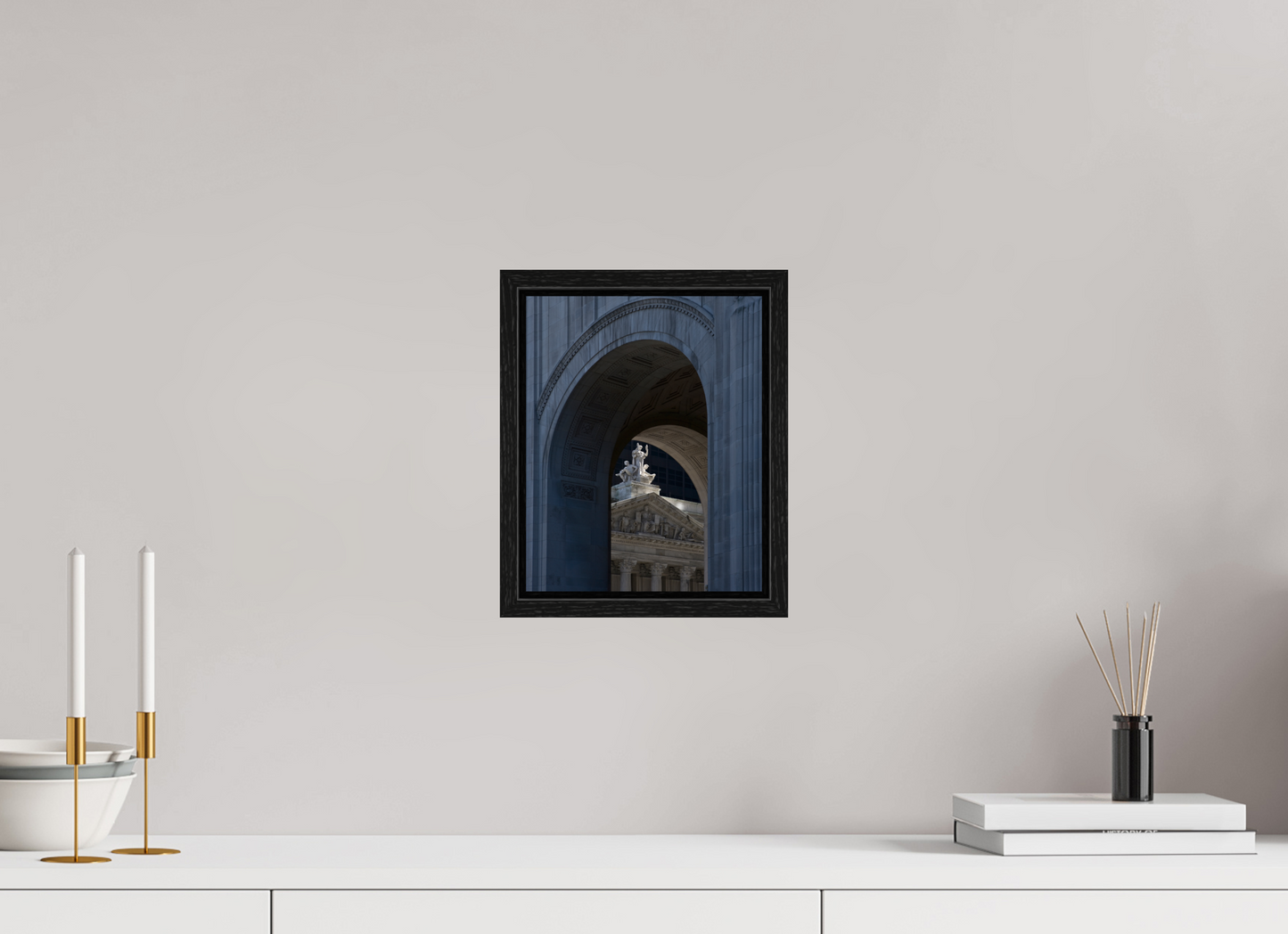 8 x 10″, Floater Frame Arches with Sculptures