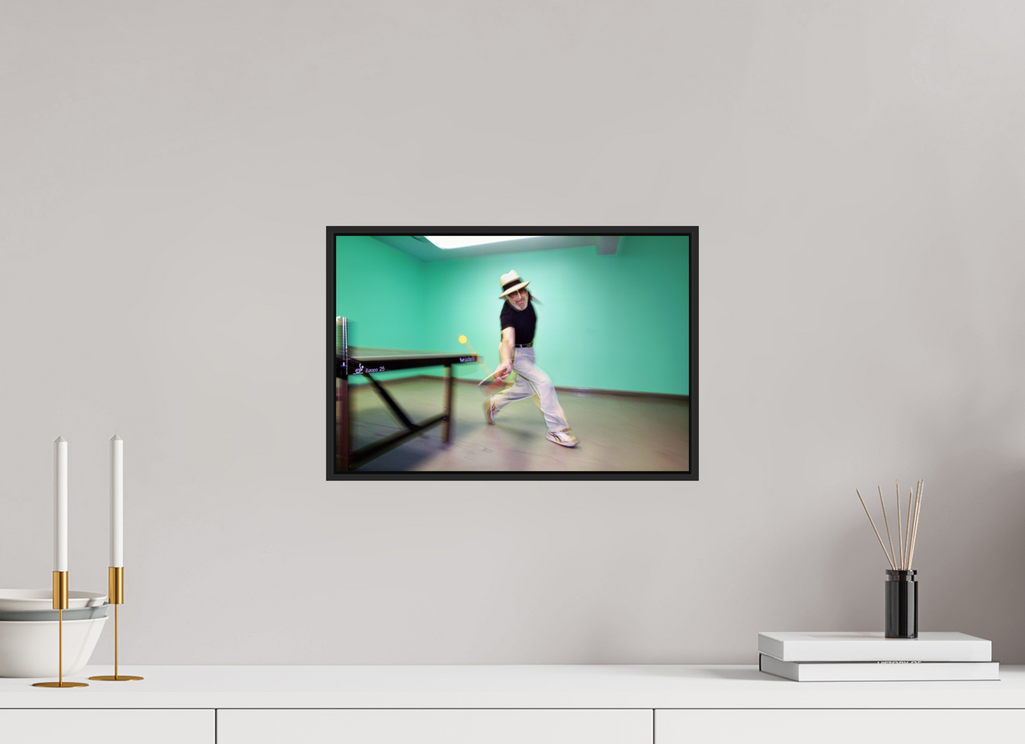 15 x 10″, Black Matte Frame, No Border Marty Reisman