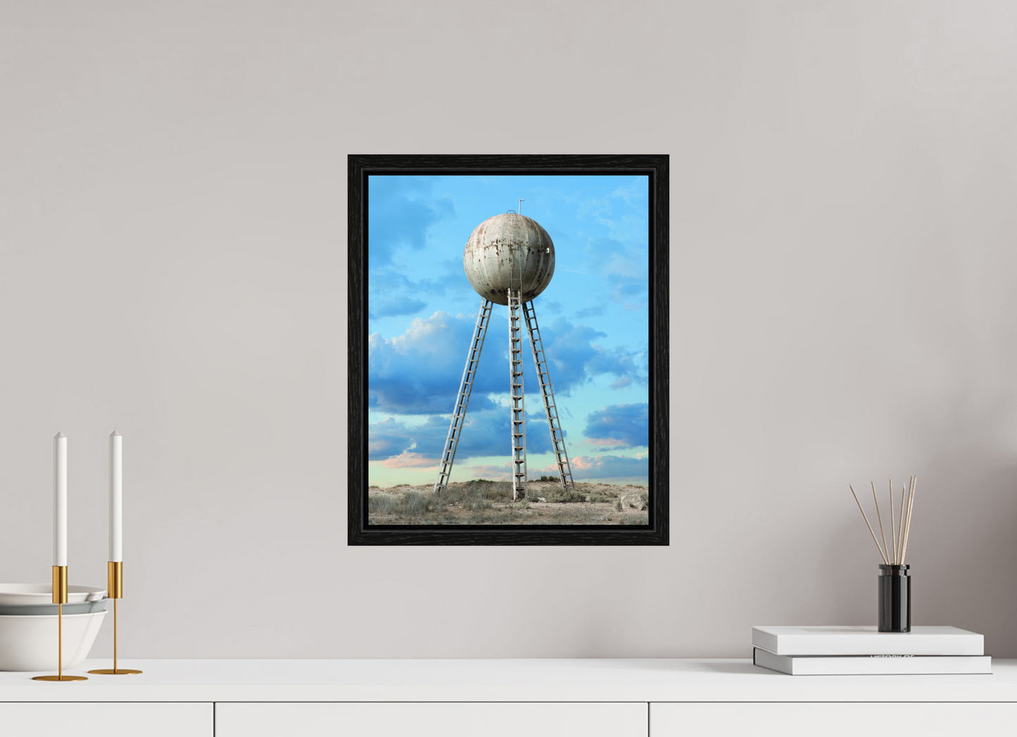 12 x 15″, Floater Frame Spherical Water Tower - Mexico