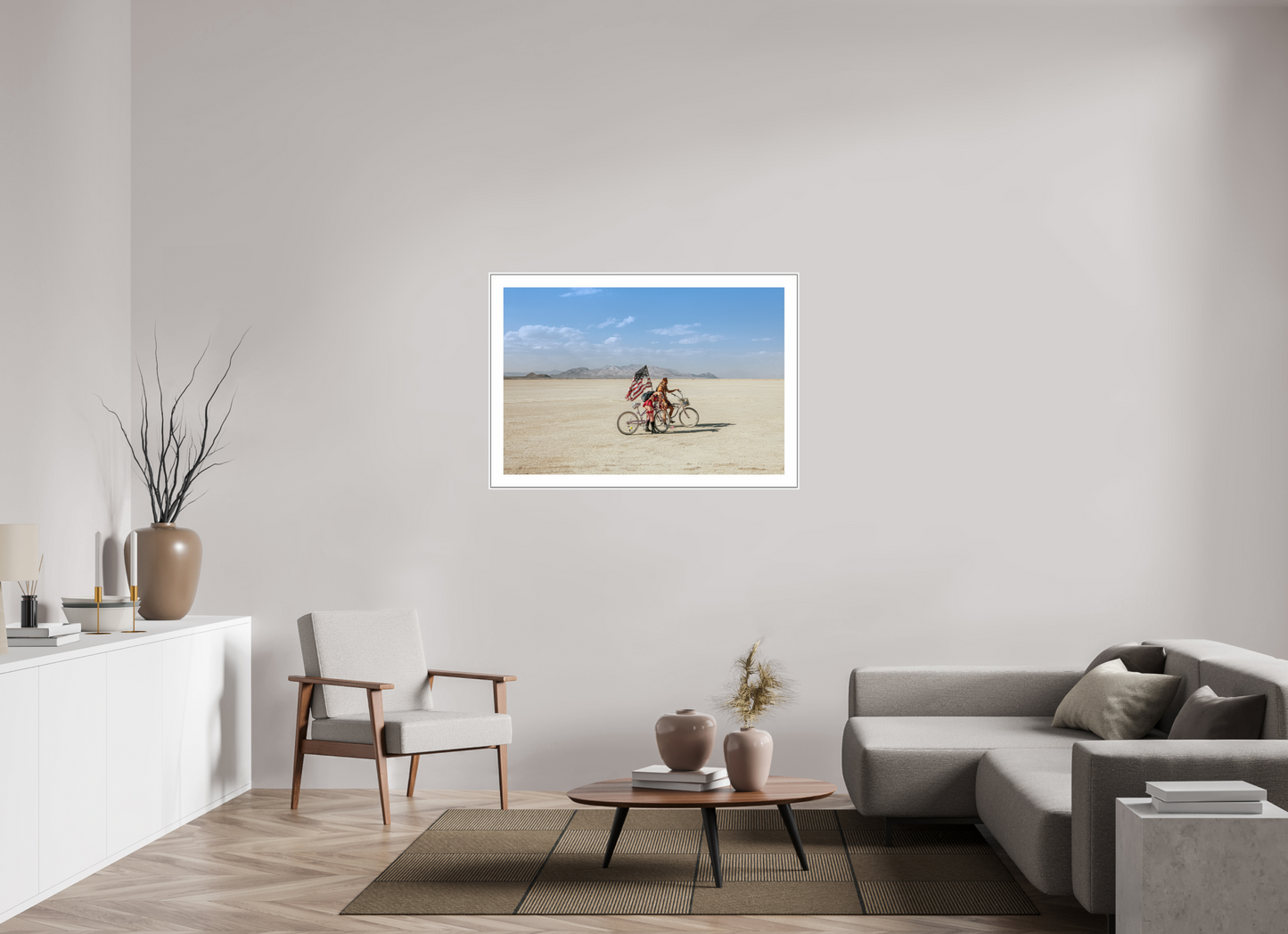 Burning Man - Two with Bikes and USA Flag