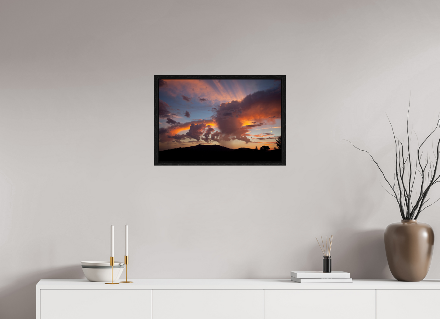 24 x 16″, Floater Frame Sunset with Clouds