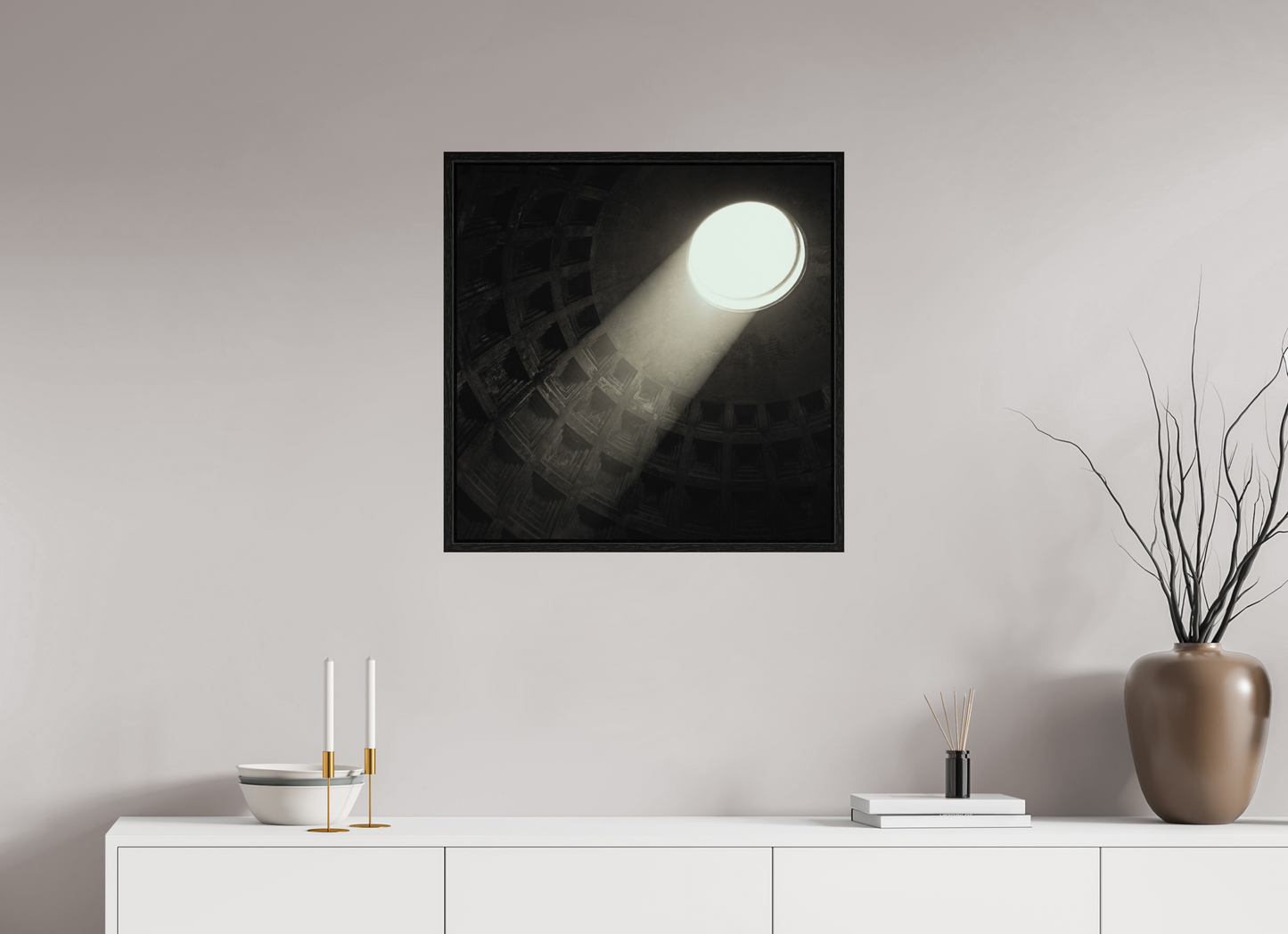 25 x 25″, Floater Frame Pantheon Ceiling