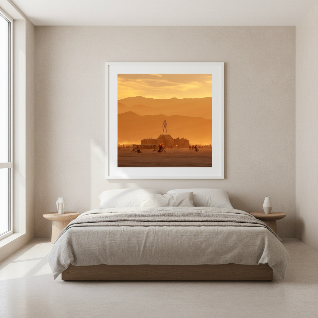 Burning Man with Mountains