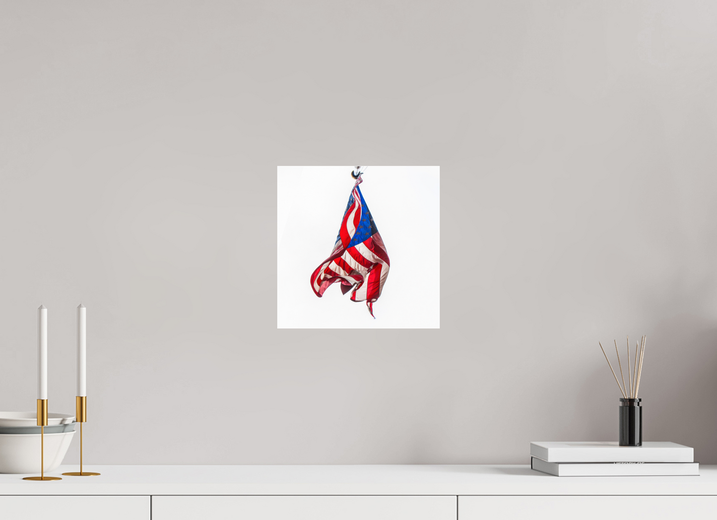 10 x 10″, Frameless Acrylic Glass Crumpled USA Flag