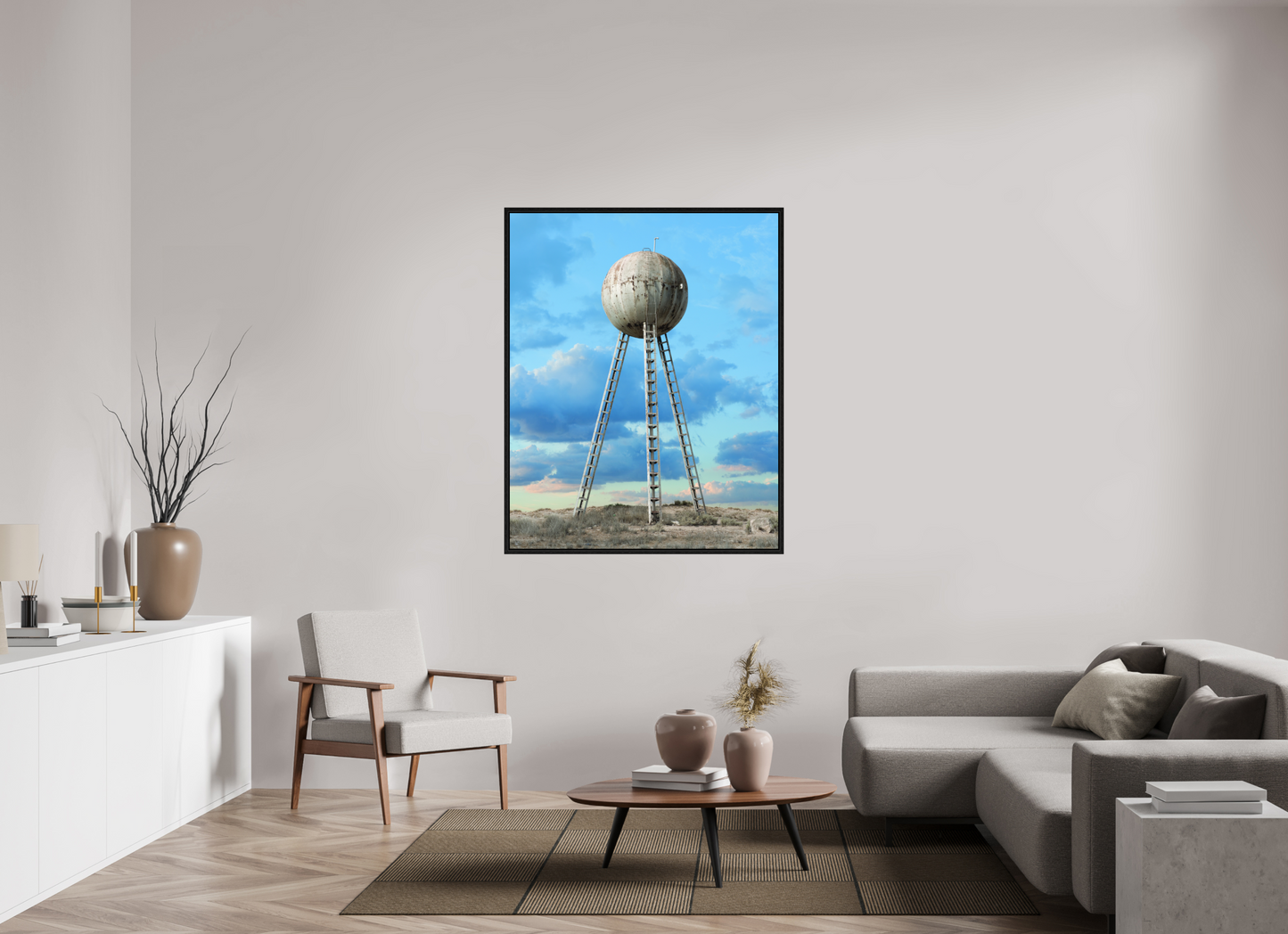 43 x 53.7″, Floater Frame Spherical Water Tower - Mexico