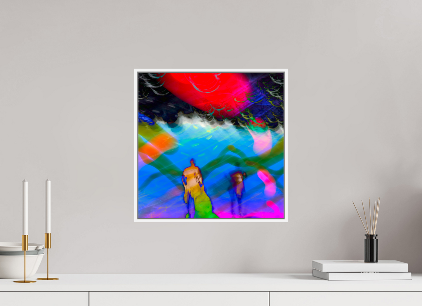 15 x 15″, White Matte Frame, No Border Abstract No.8964