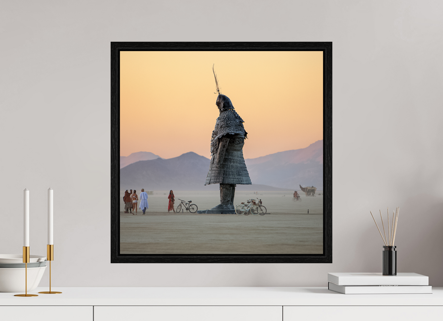 20 x 20″, Floater Frame Burning Man - The Samurai with Admirer