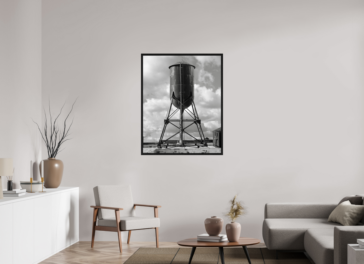 35 x 43.7″, Floater Frame Black Water Tower