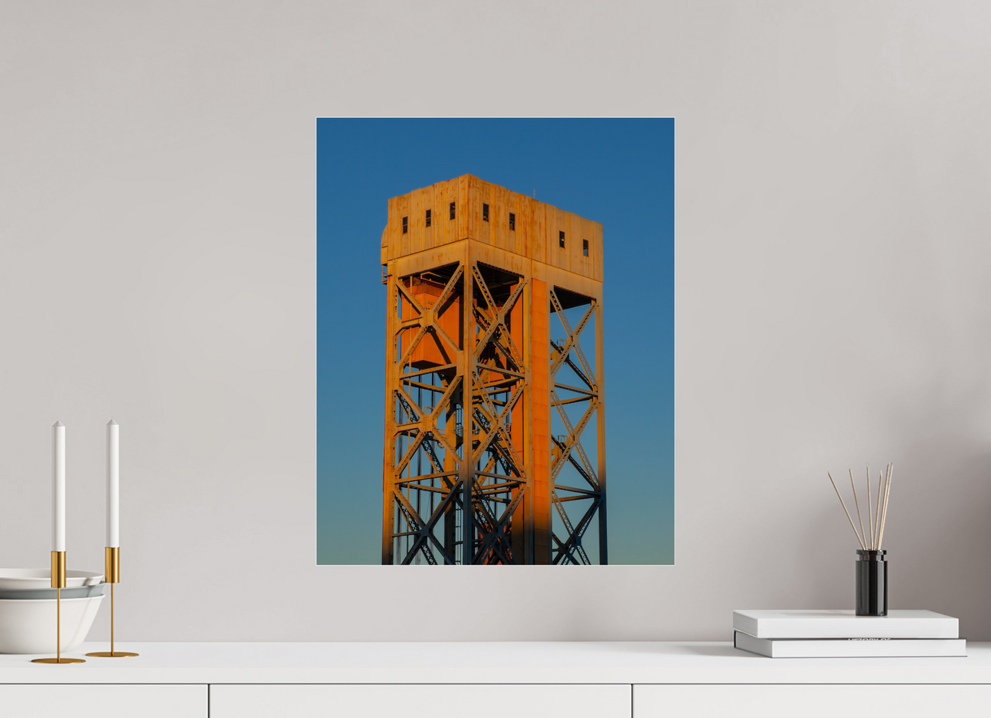 16 x 20″, Frameless Acrylic Glass Rusty Work Building