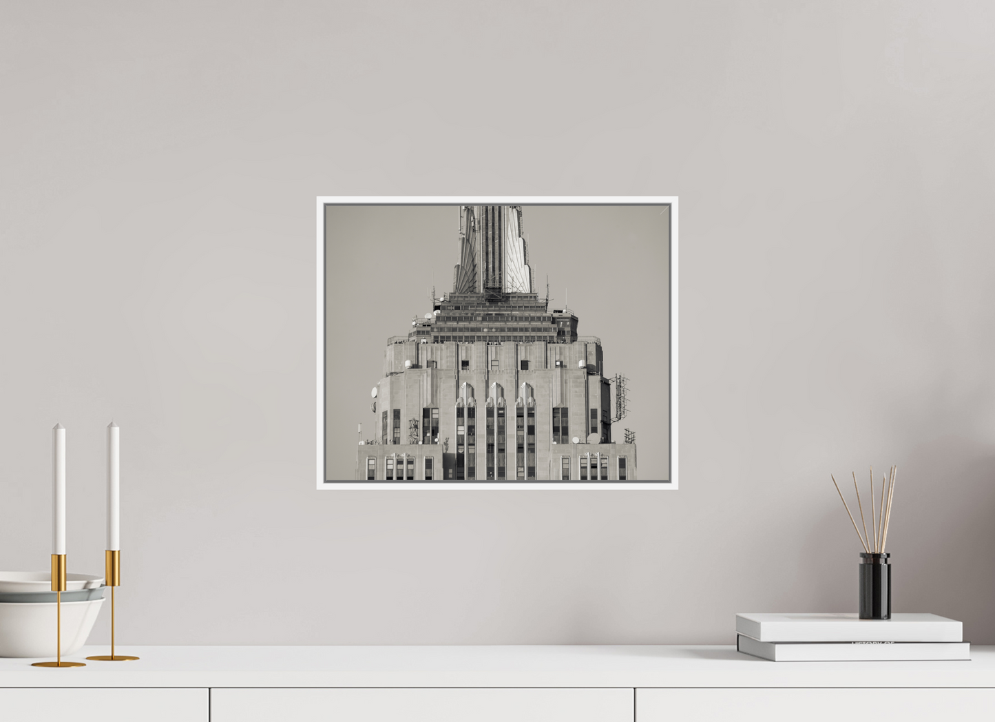 15 x 12″, White Matte Frame, No Border Top of the Empire State Building
