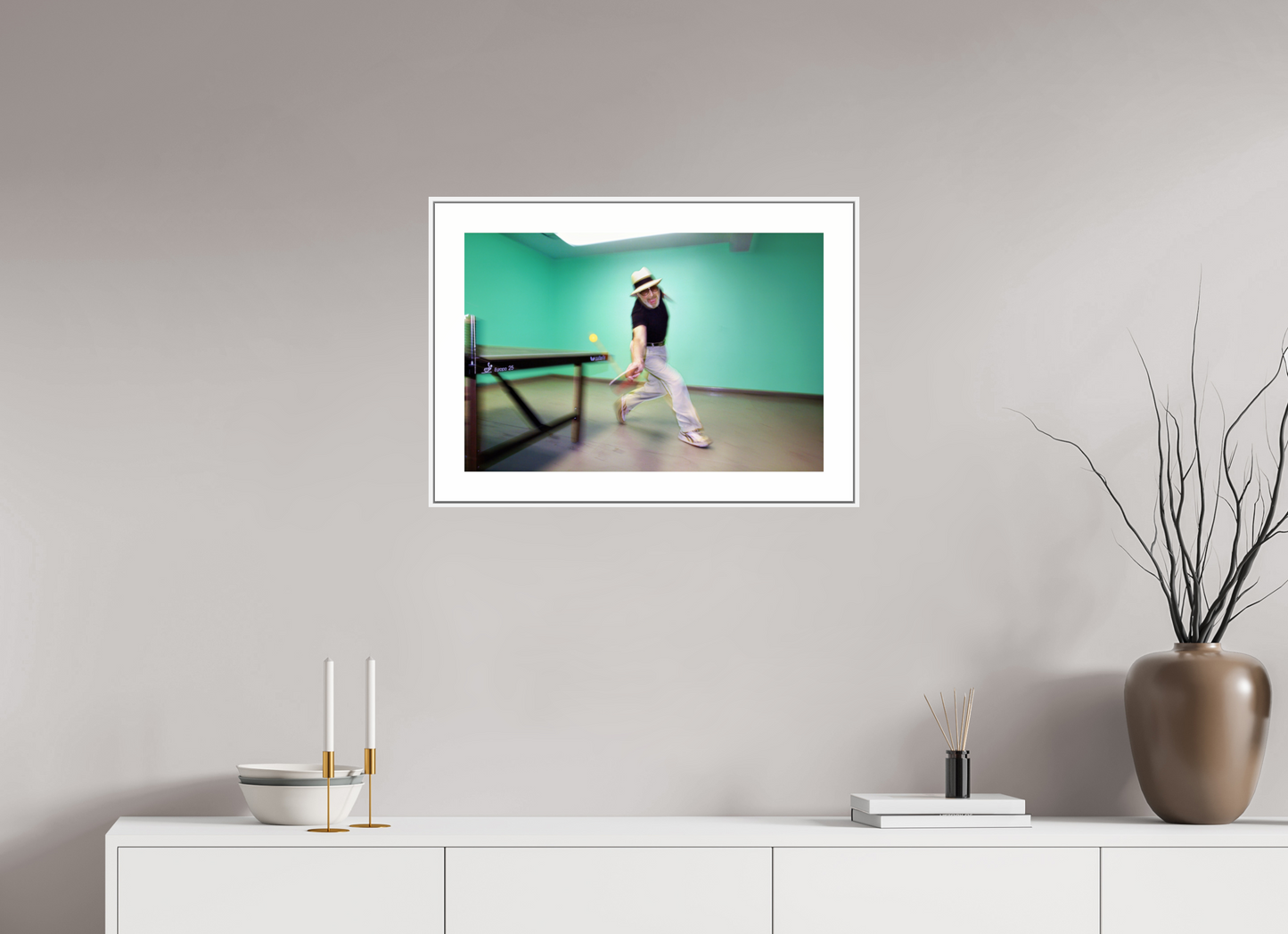 24 x 16″, White Matte Frame Marty Reisman