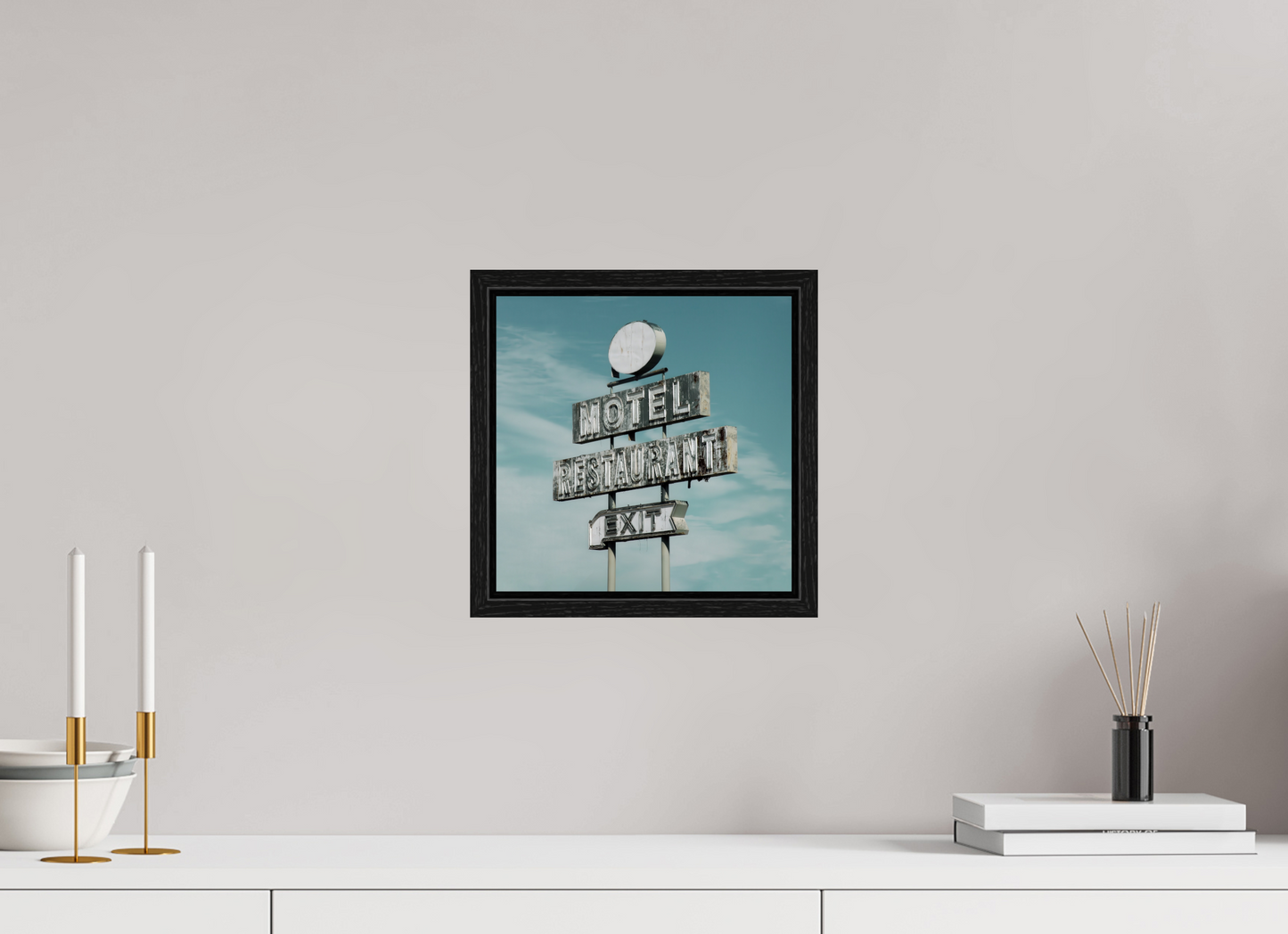 10 x 10″, Floater Frame Motel Restaurant Exit Sign