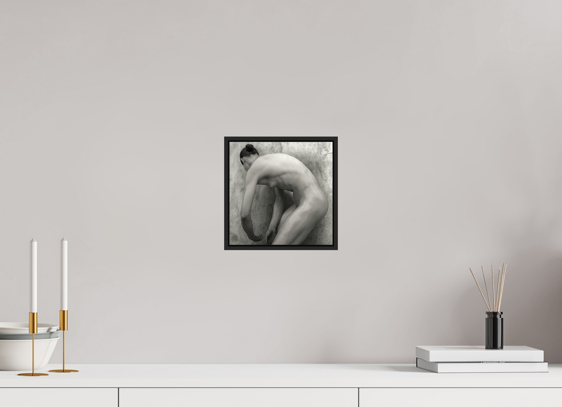 8 x 8″, Black Matte Frame, No Border Nude No.60 - square