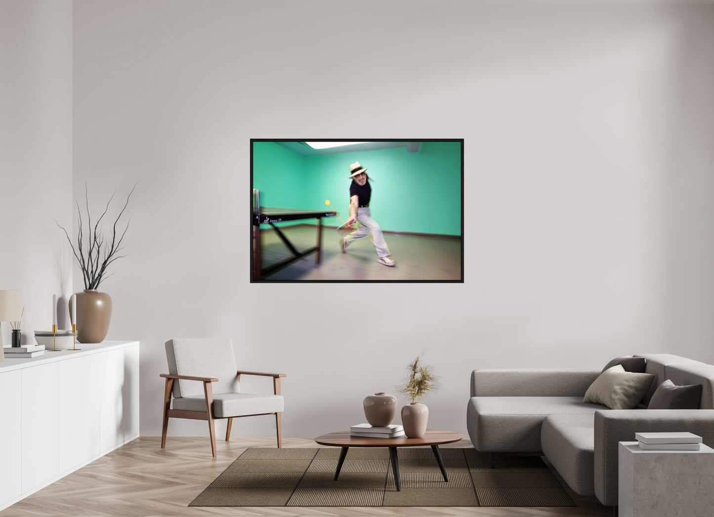 60 x 40″, Floater Frame Marty Reisman