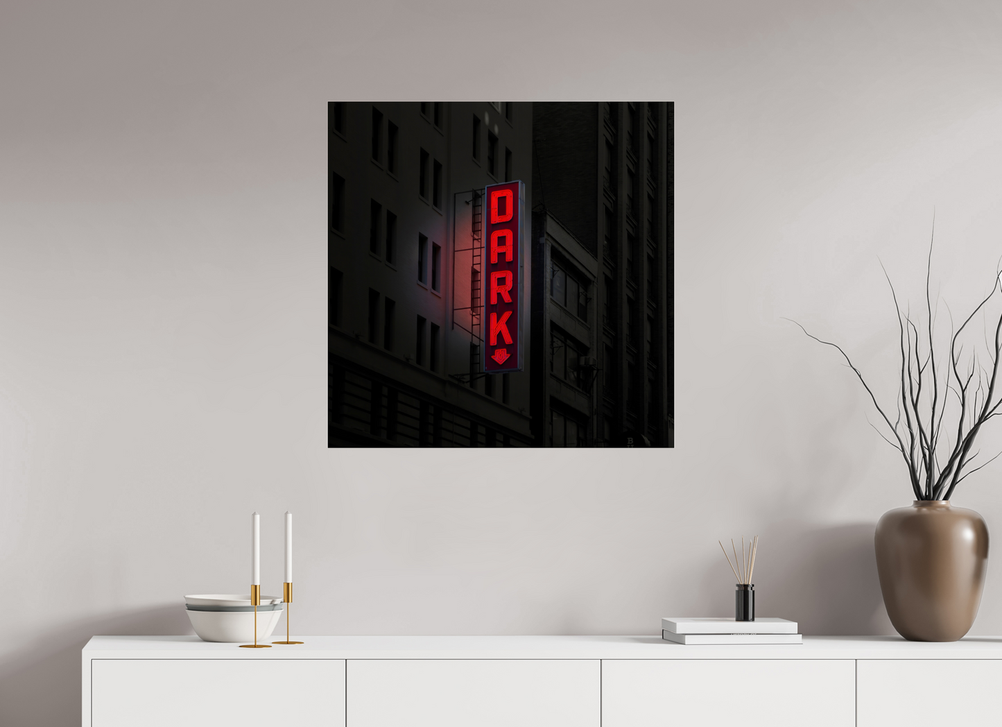 30 x 30″, Frameless Acrylic Glass Dark Neon