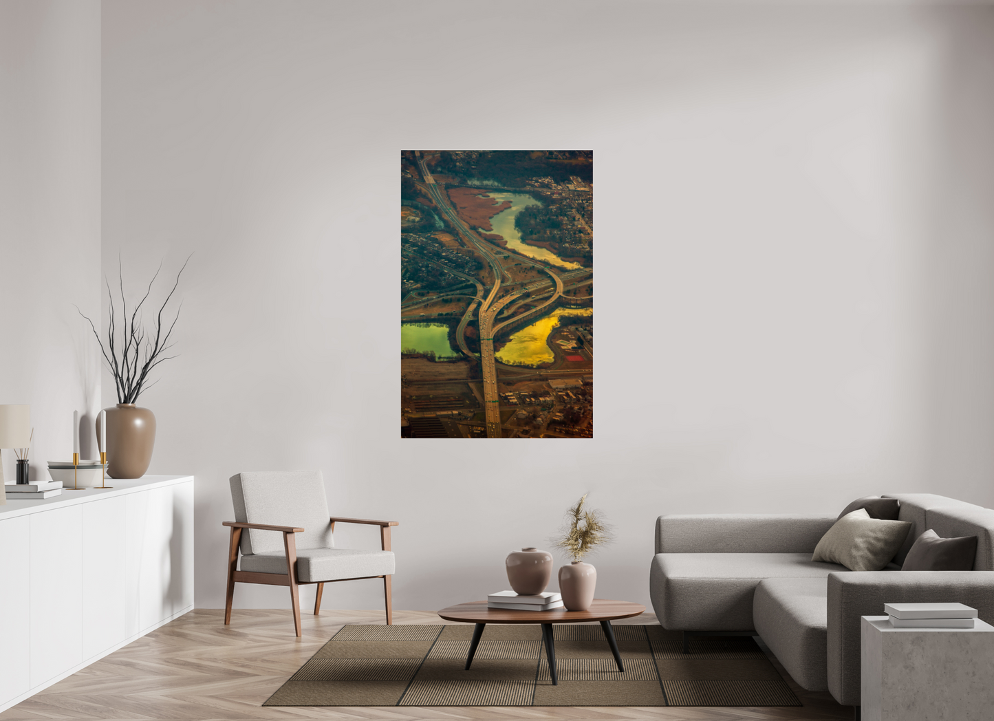 40 x 60″, Frameless Acrylic Glass Aerial View of Highway