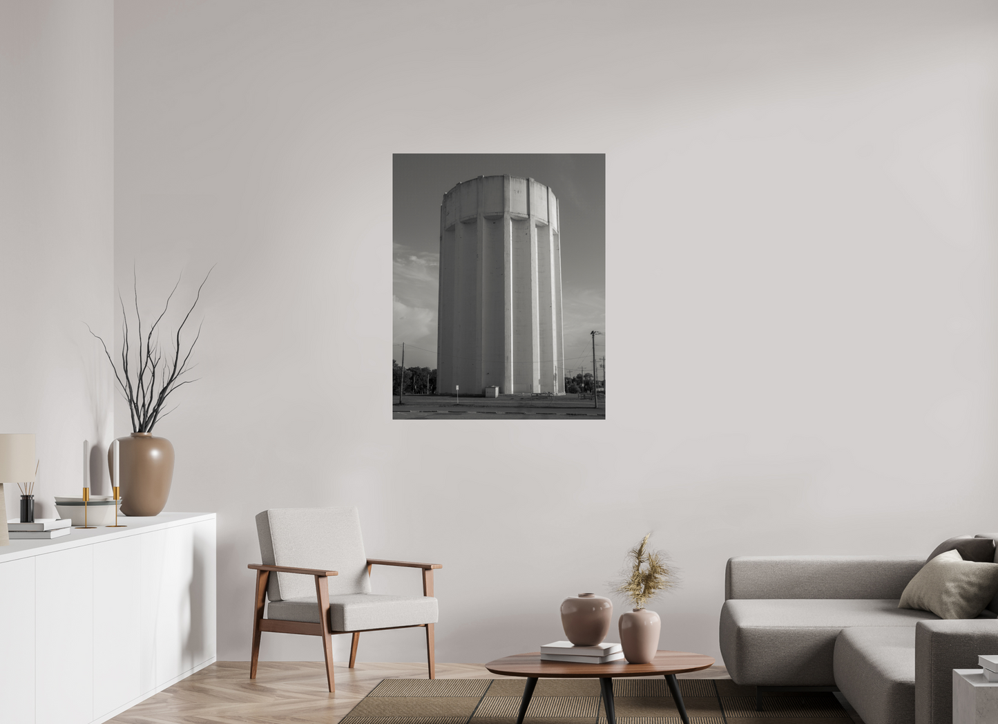 35 x 43.7″, Frameless Acrylic Glass Ribbed Water Tower Kansas