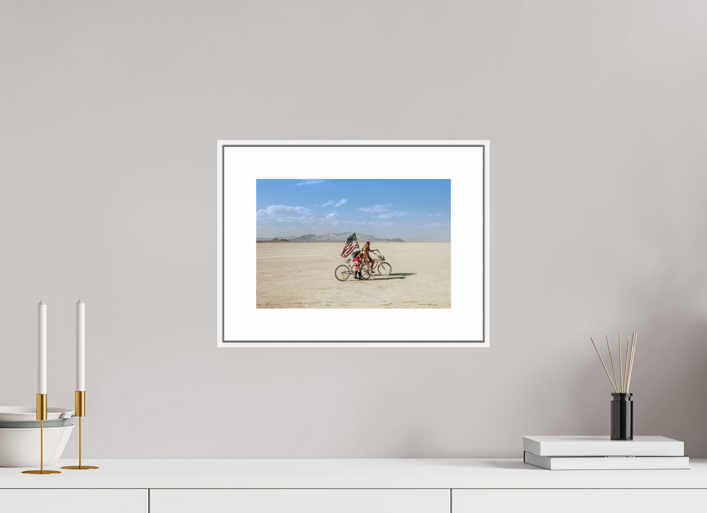 Burning Man - Two with Bikes and USA Flag