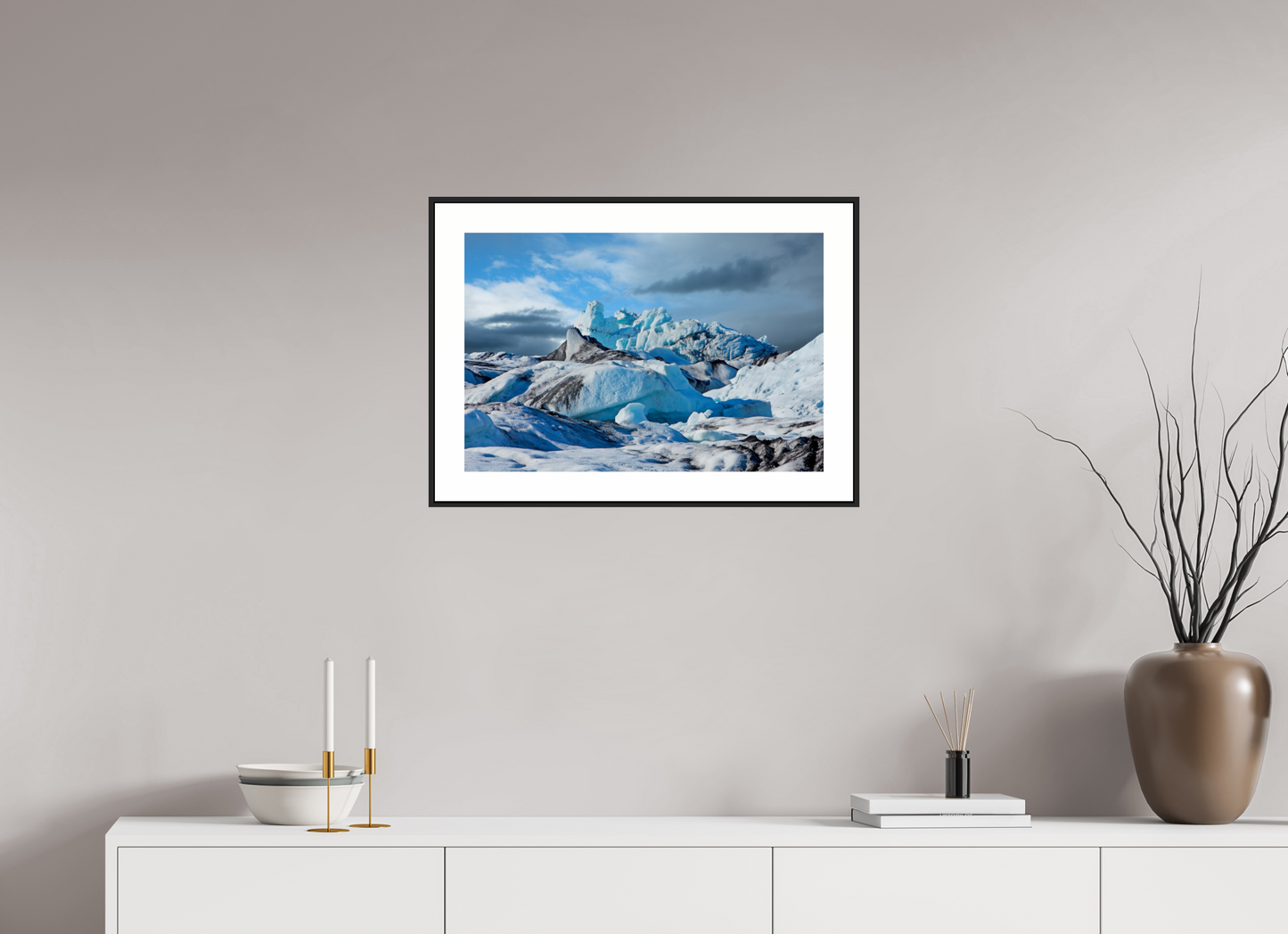 24 x 16″, Black Matte Frame Iceland Icebergs