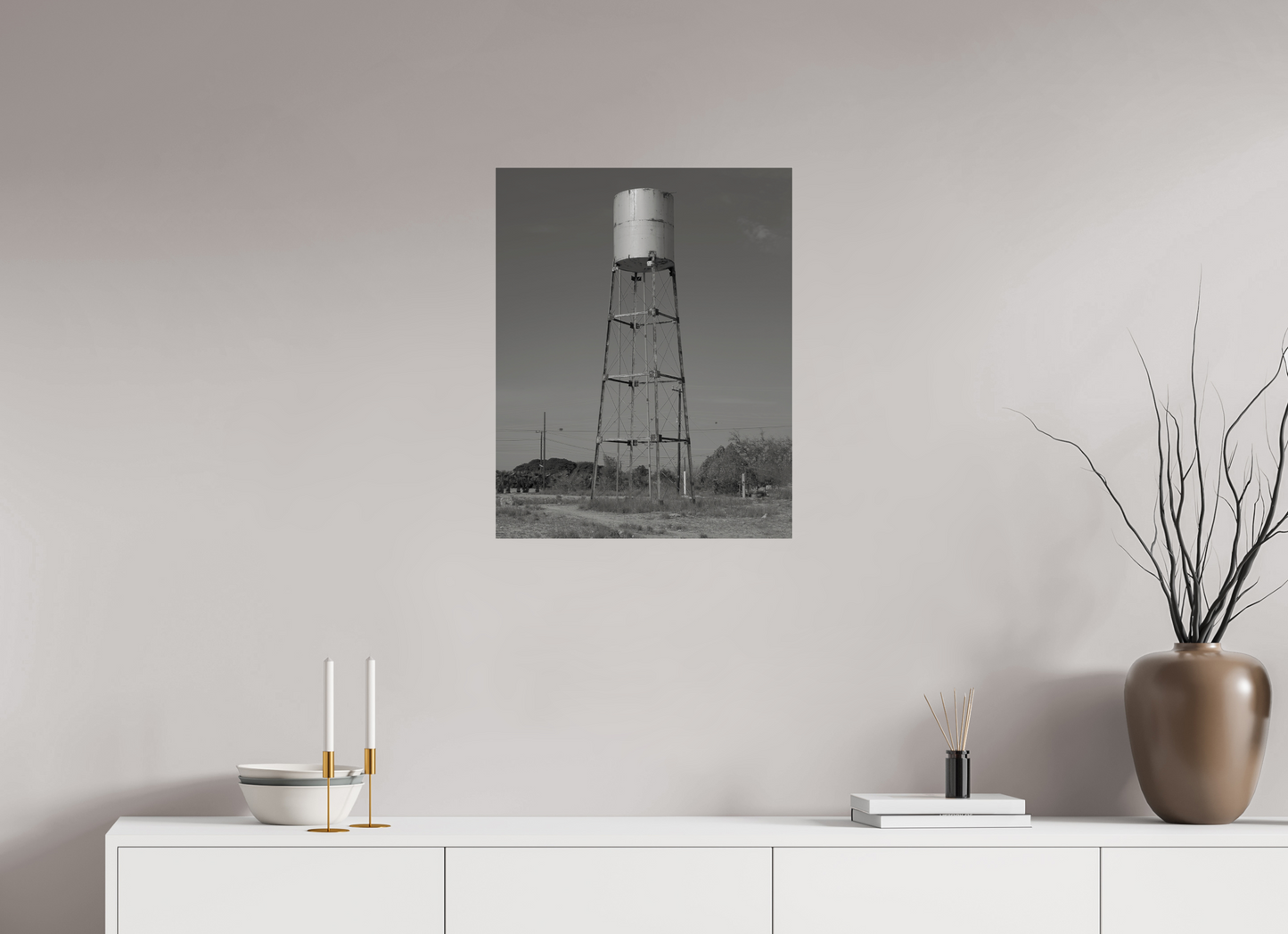20 x 25″, Frameless Acrylic Glass Cylinder Water Tower