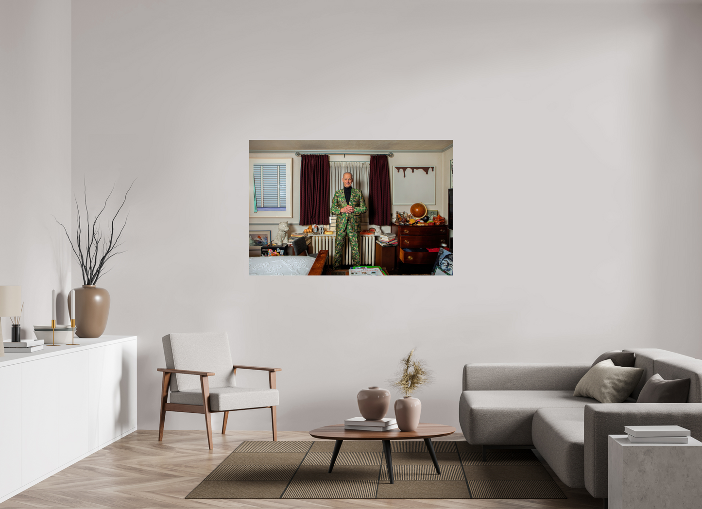 60 x 40″, Frameless Acrylic Glass John Waters in his Bedroom