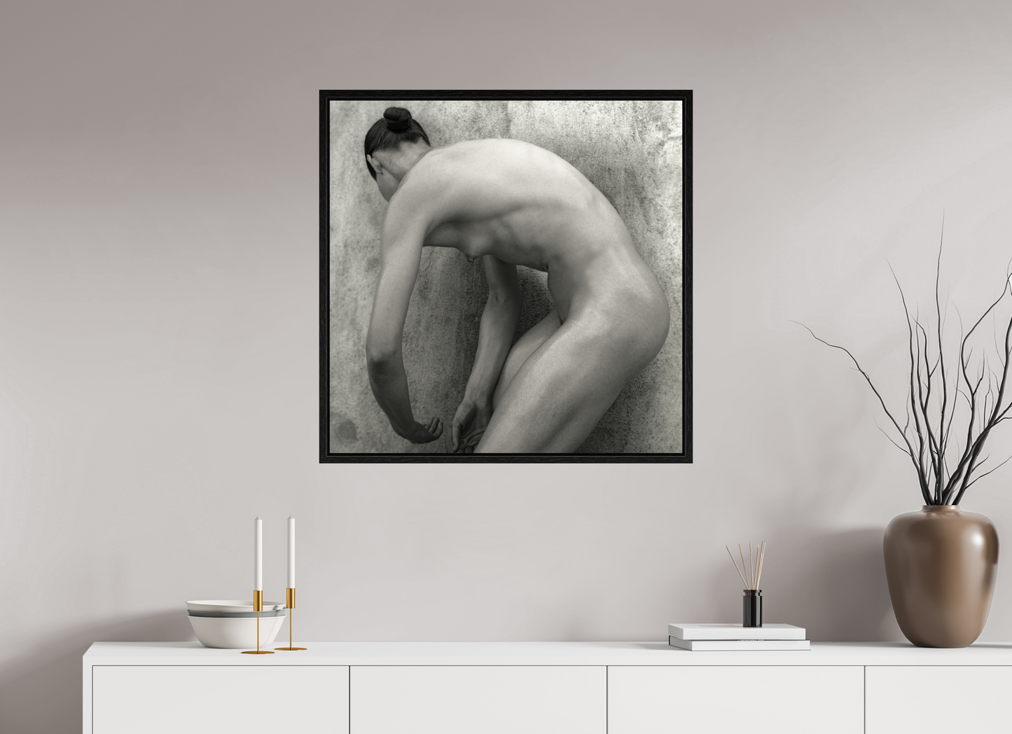 30 x 30″, Floater Frame Nude No.60 - square