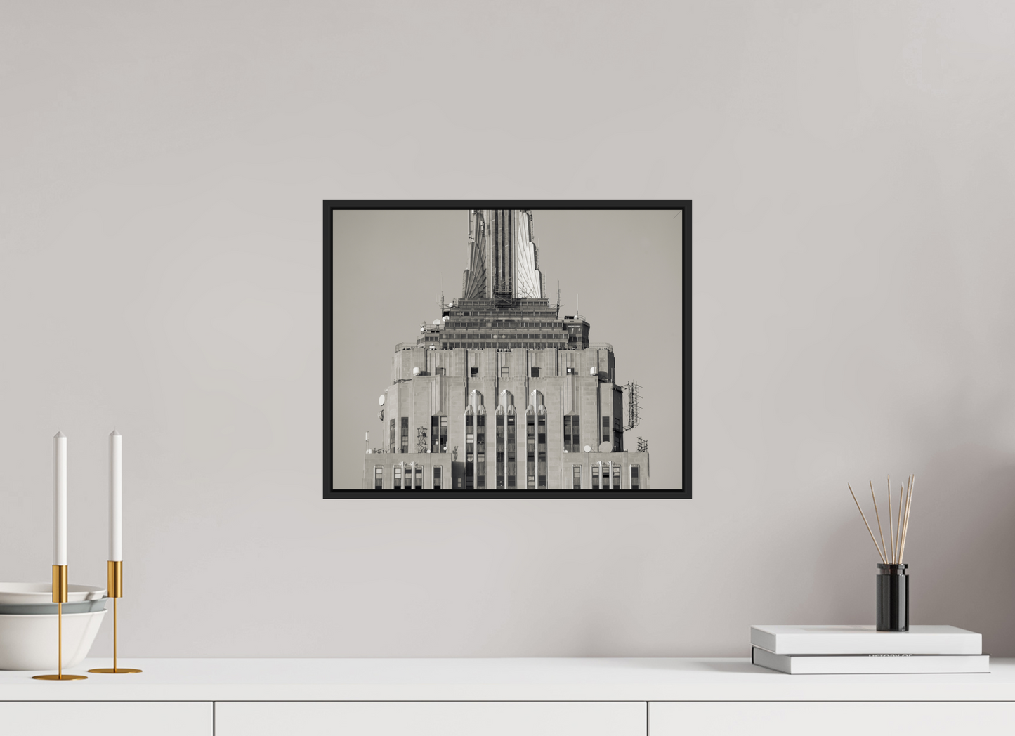 15 x 12″, Black Matte Frame, No Border Top of the Empire State Building