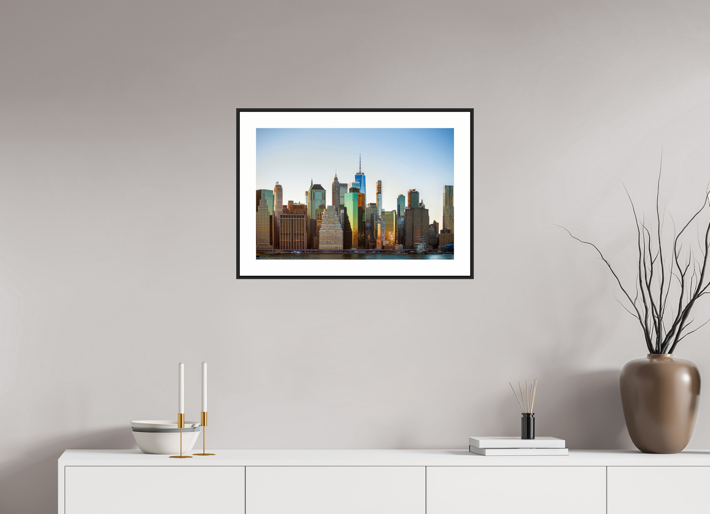 24 x 16″, Black Matte Frame Lower Manhattan