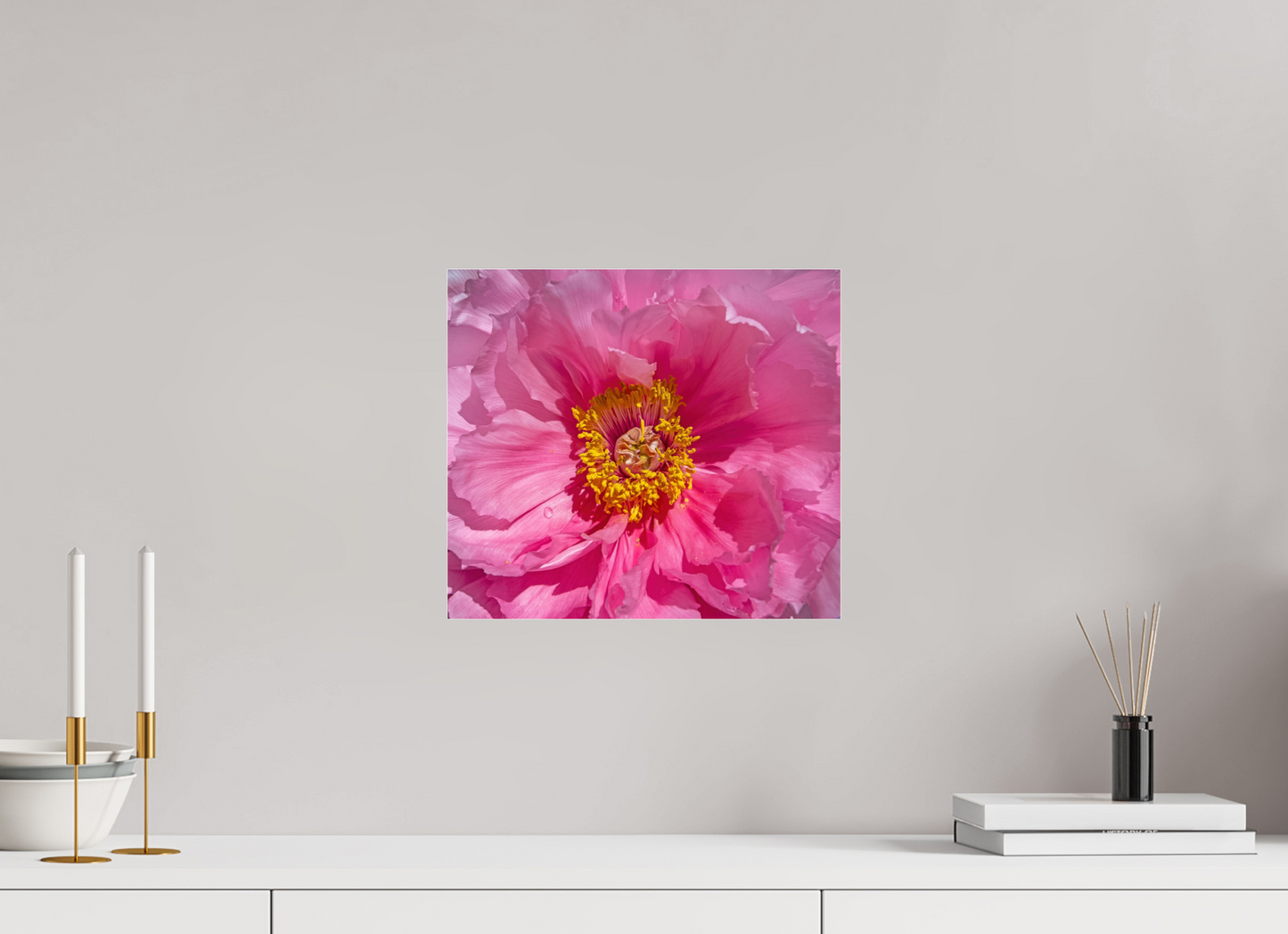 13.5 x 12″, Frameless Acrylic Glass Pink Flower